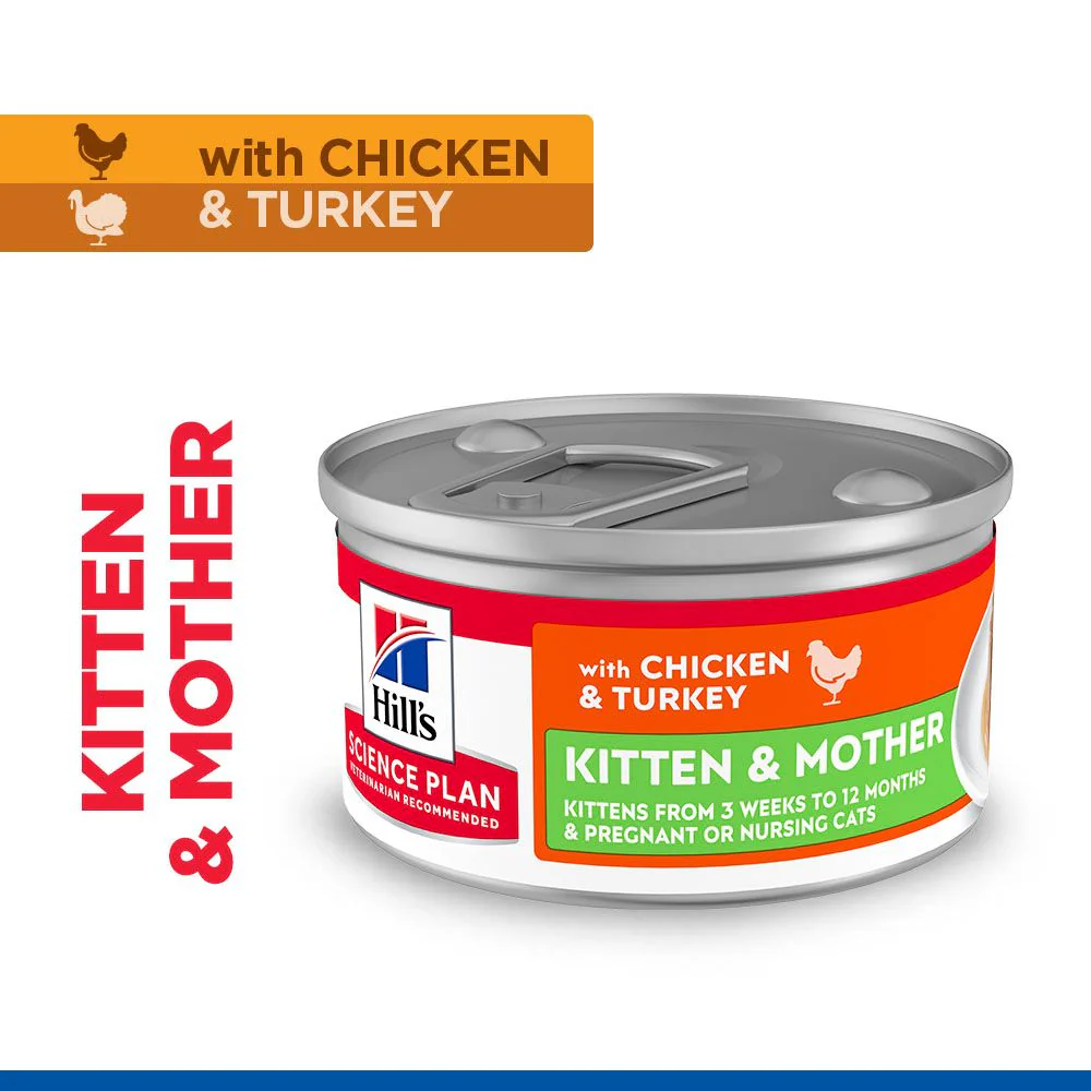 Hill's Science Plan Kitten & Mother Tender Mousse Can Wet Cat Food with Chicken & Turkey - Image 2