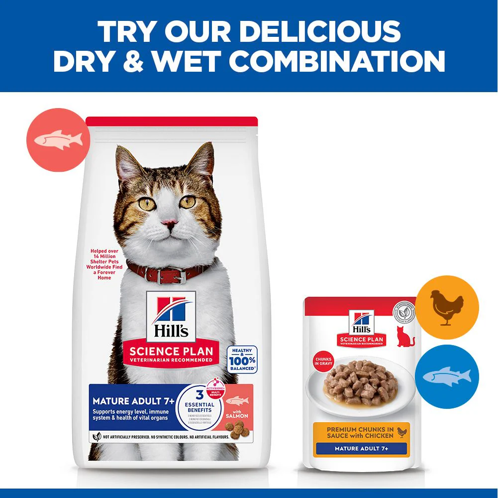 Hill's Science Plan Mature Adult Dry Cat Food with Salmon - Image 6