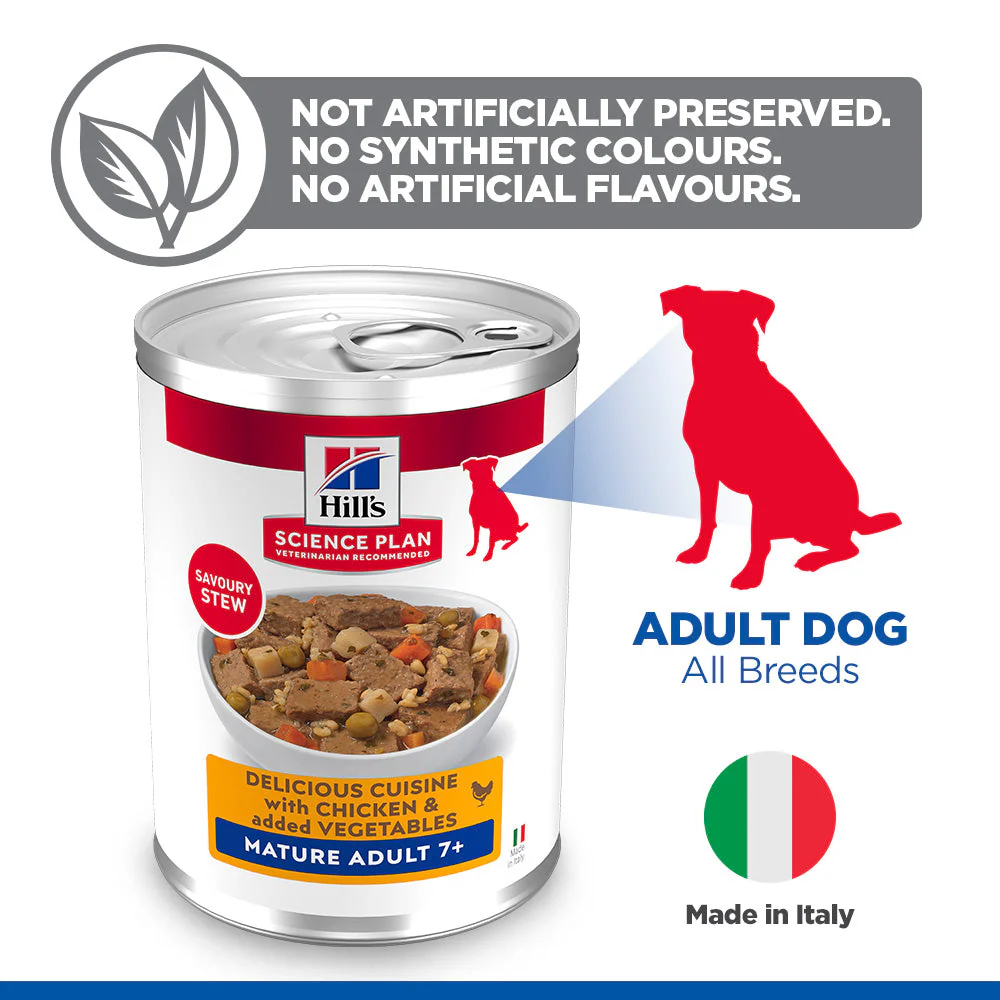 Hill's Science Plan Mature Adult Savoury Stew with Chicken & added Vegetables Wet Dog Food - Image 5