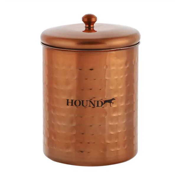 Hound Hammered Antique Copper Finish Dog Pet Treat Cannister