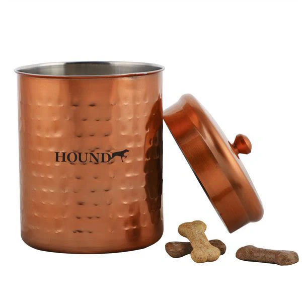 Hound Hammered Antique Copper Finish Dog Pet Treat Cannister - Image 2