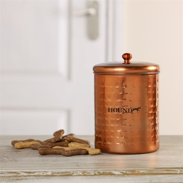 Hound Hammered Antique Copper Finish Dog Pet Treat Cannister - Image 3