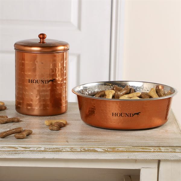 Hound Hammered Antique Copper Finish Dog Pet Treat Cannister - Image 4