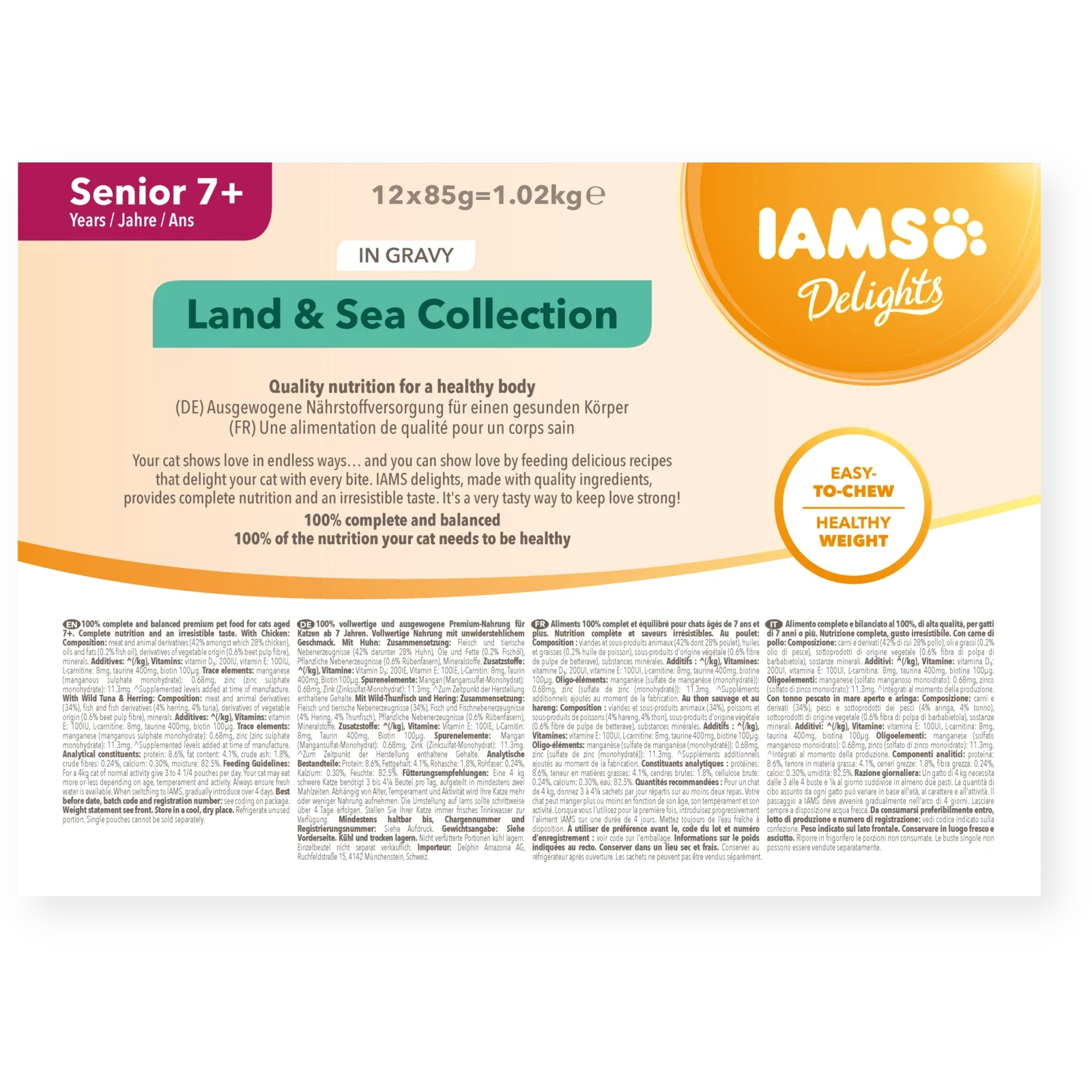 Iams Delights Senior Wet Cat Food - Land & Sea Collection in Gravy - Image 3