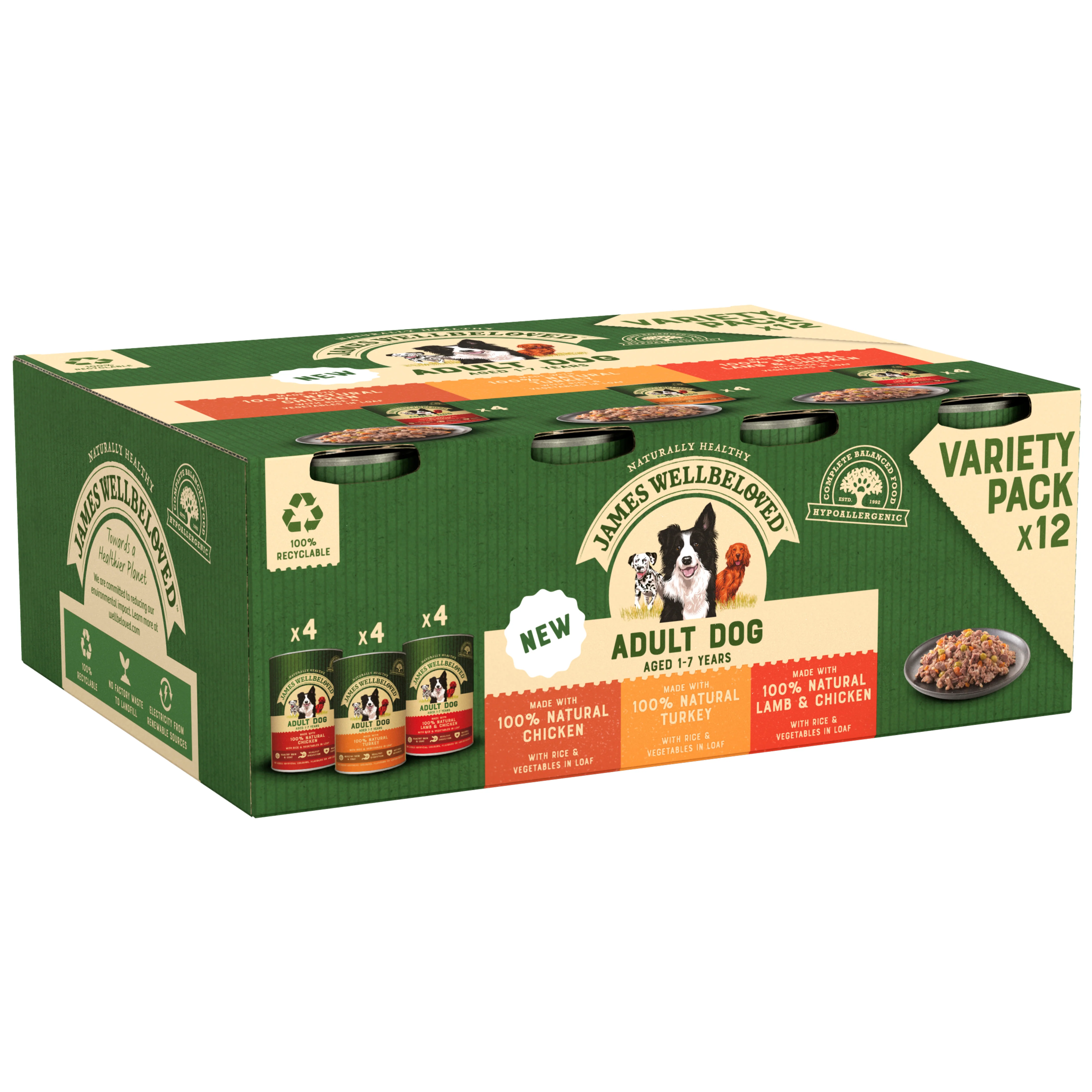 James Wellbeloved Adult Wet Dog Food Tins Turkey, Lamb & Chicken in Loaf - Image 3