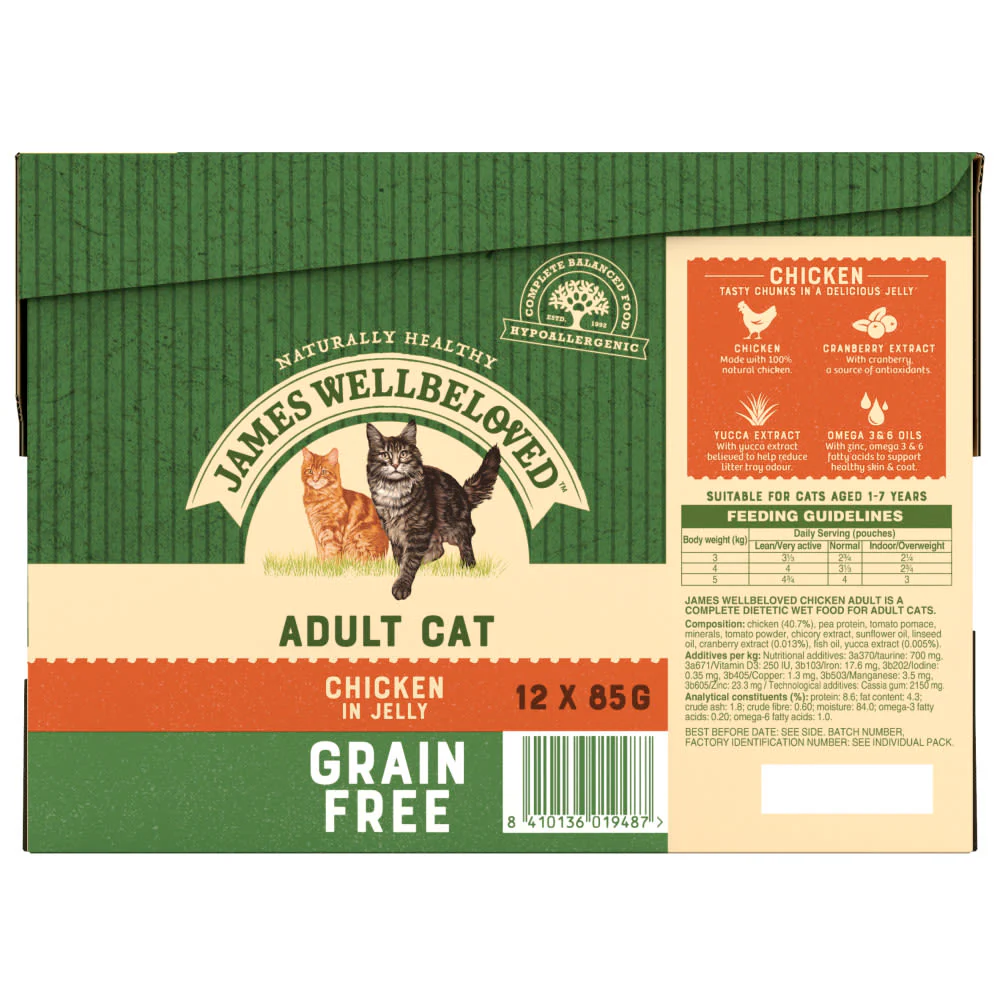 James Wellbeloved Grain Free Adult Cat Food Pouches Chicken in Jelly - Image 3