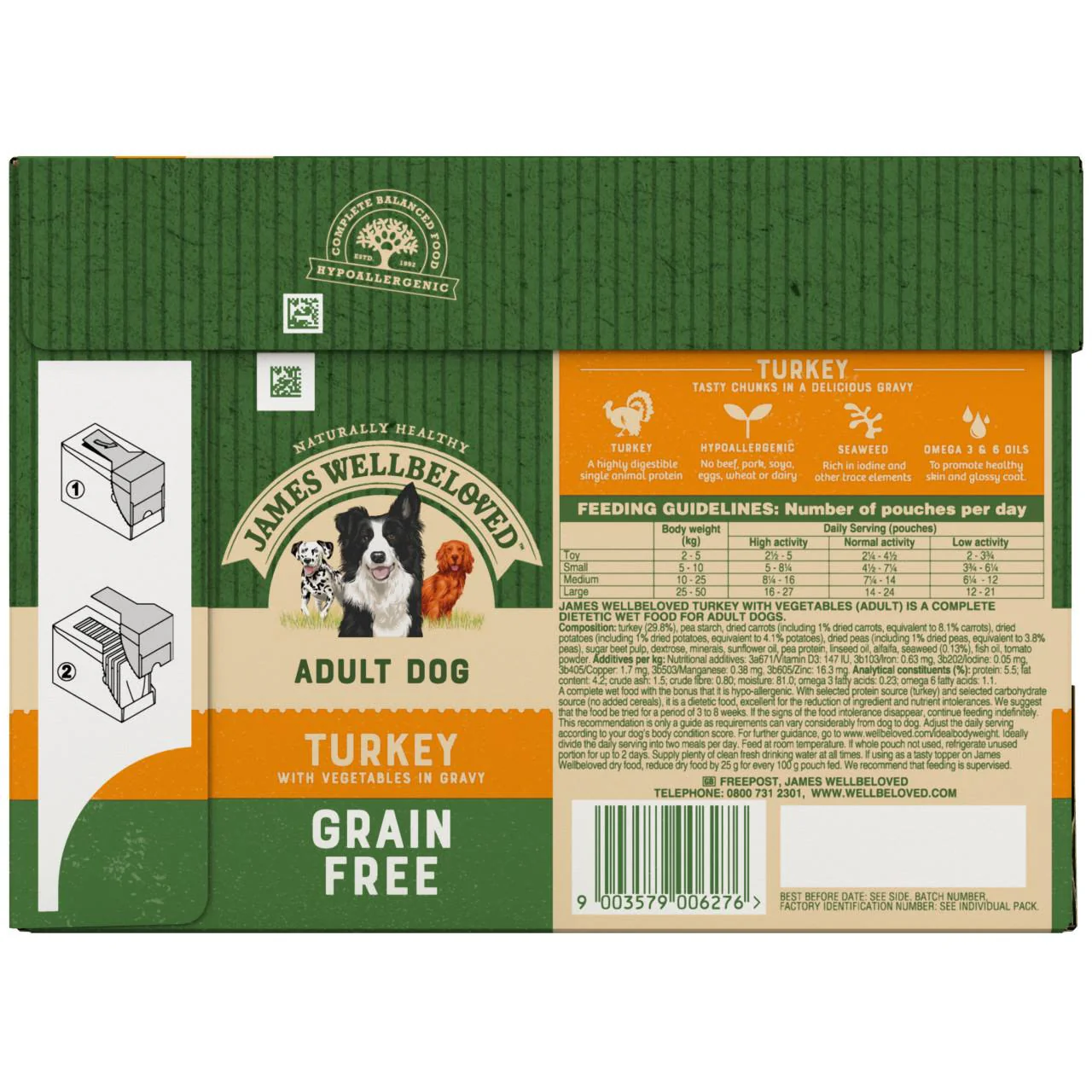 James Wellbeloved Grain Free Adult Wet Dog Food Pouches - Turkey in Gravy - Image 3