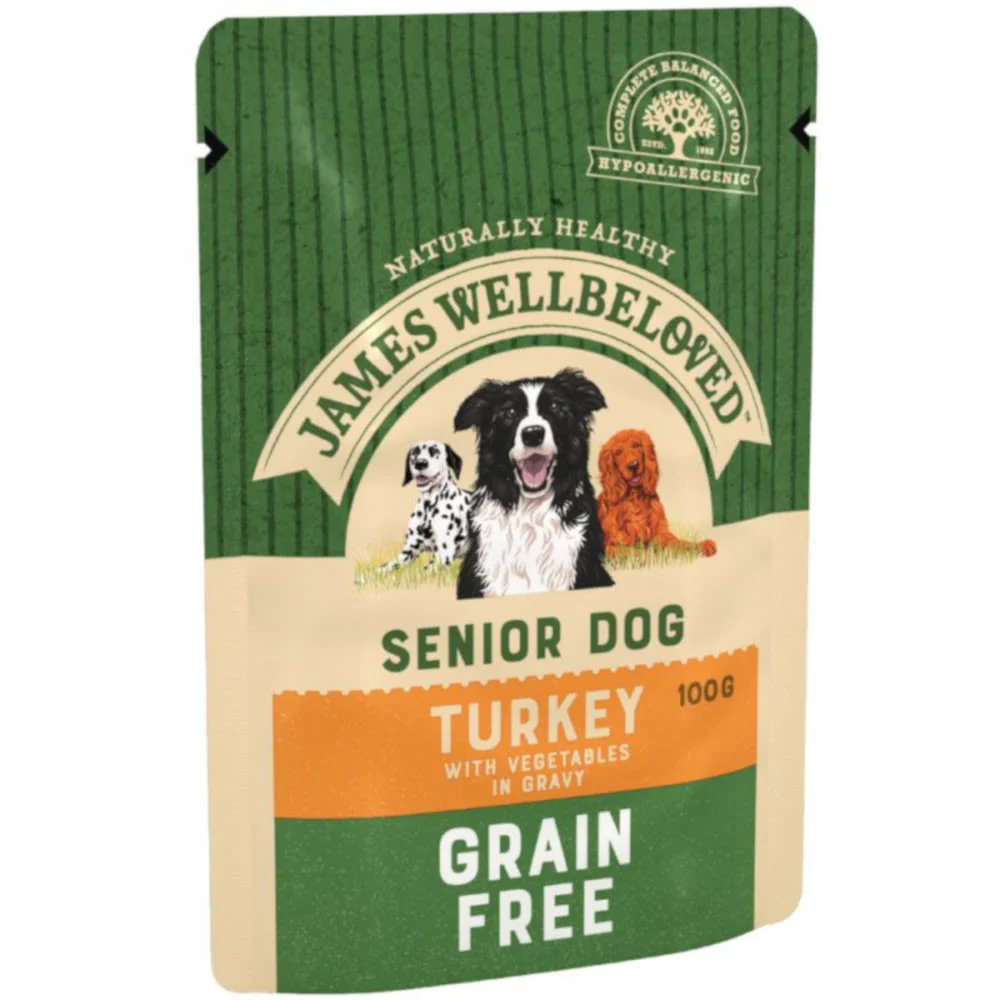 James Wellbeloved Grain Free Senior Wet Dog Food Pouches - Turkey in Gravy - Image 4