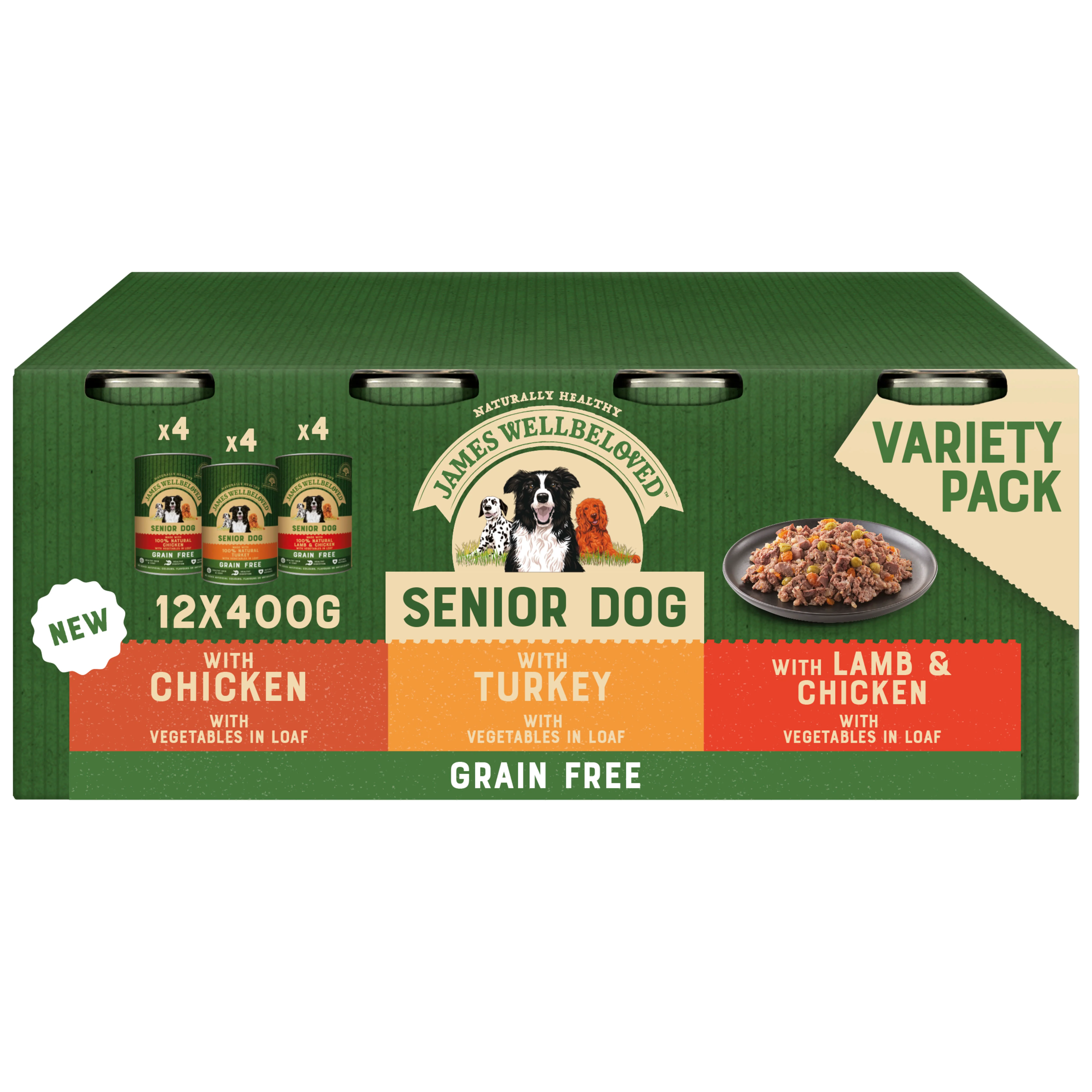 James Wellbeloved Grain Free Senior Wet Dog Food Turkey, Lamb & Chicken