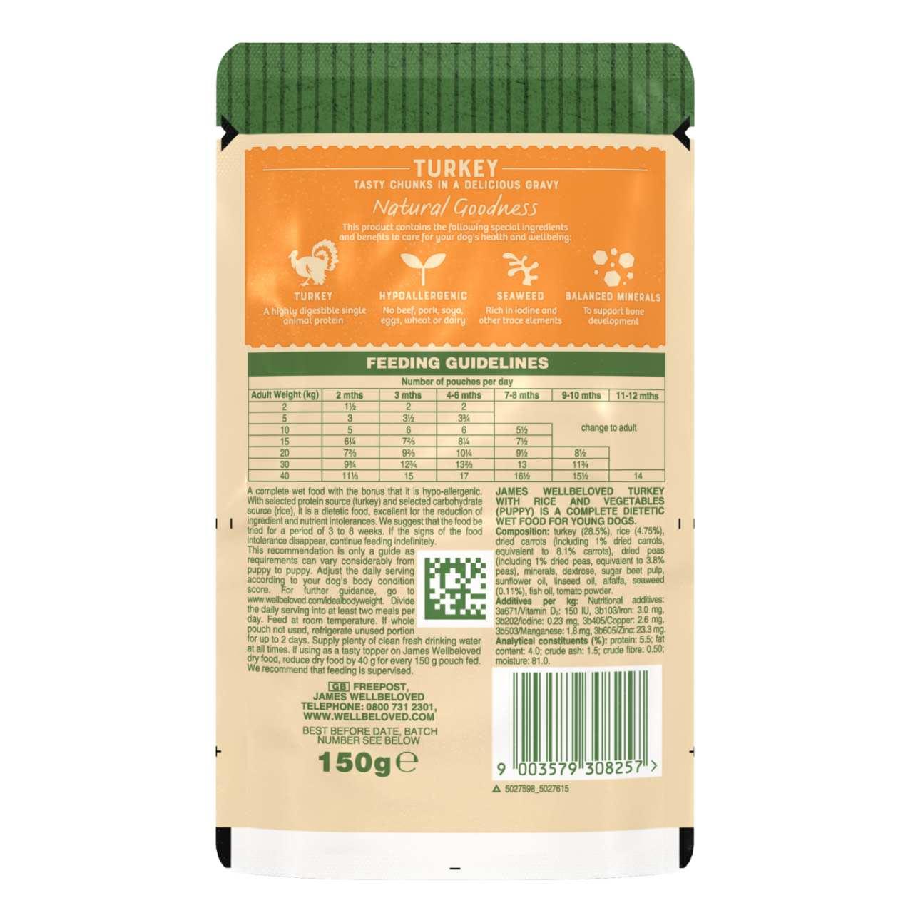 James Wellbeloved Puppy/Junior Wet Dog Food Pouches - Turkey & Rice - Image 5