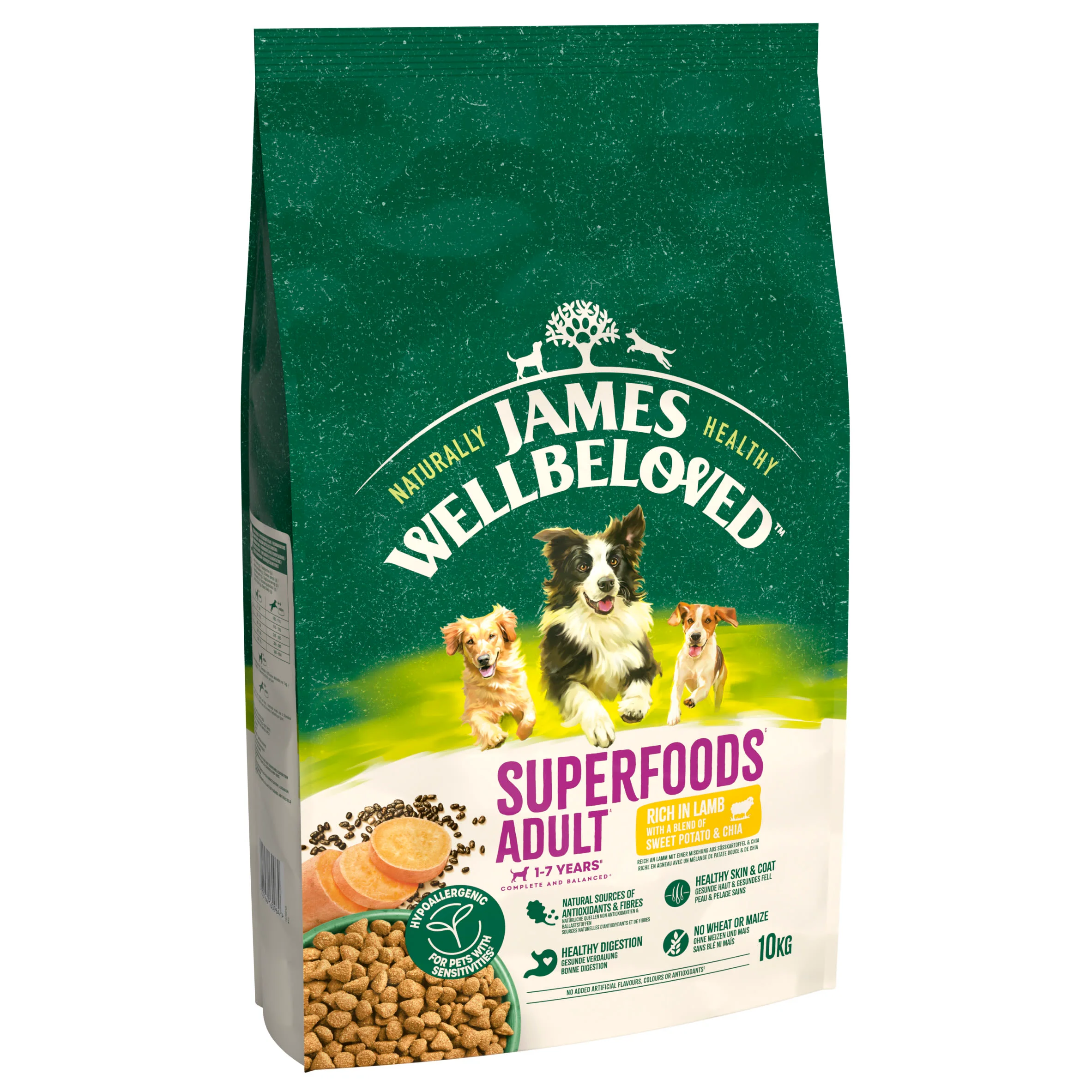 James Wellbeloved Superfoods Adult Dry Dog Food Lamb with Sweet Potato & Chia - Image 2