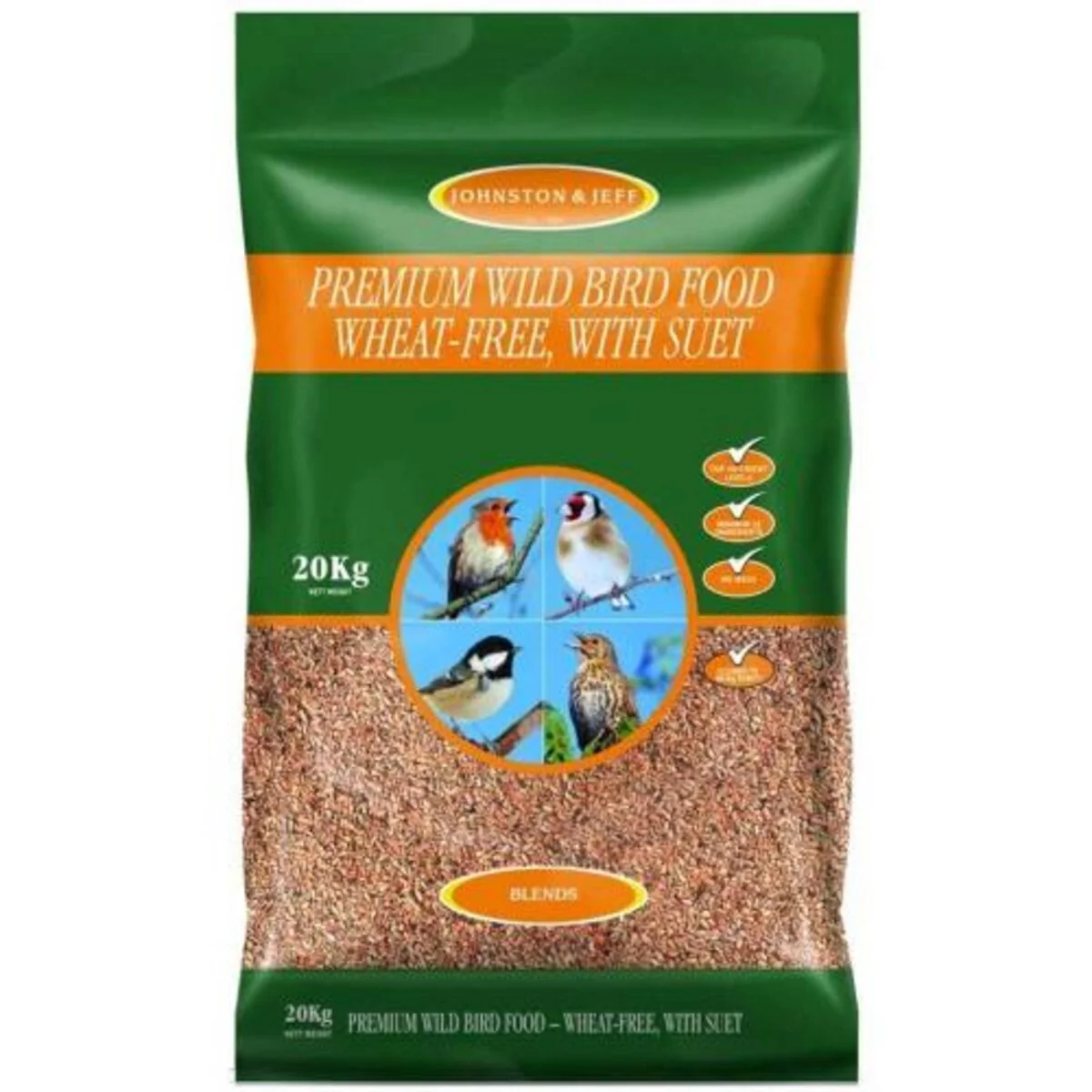 Johnston & Jeff Premium Wild Bird Food Wheat Free, with Suet