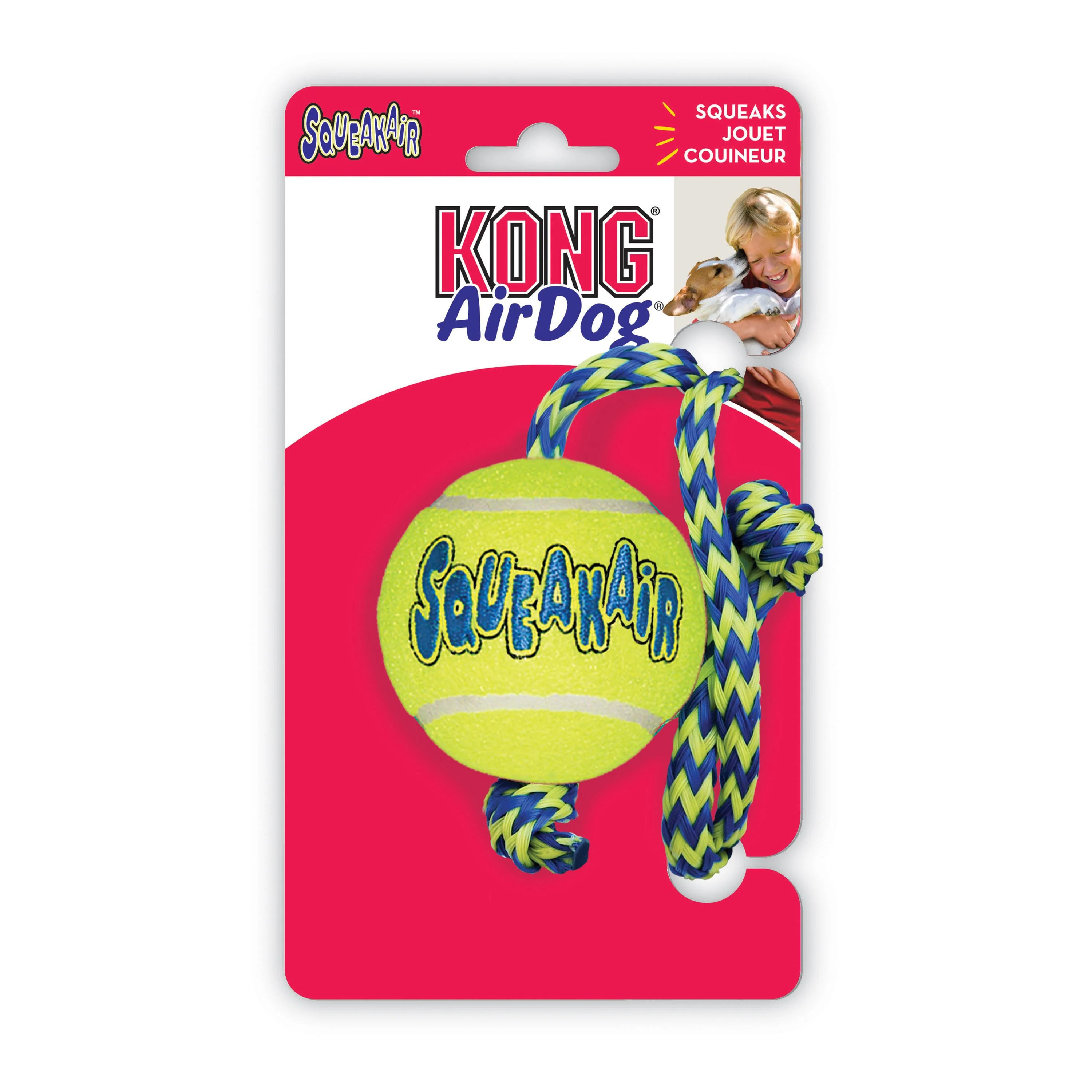 KONG Air Dog Squeaker Tennis Ball With Rope Dog Toy - Image 2