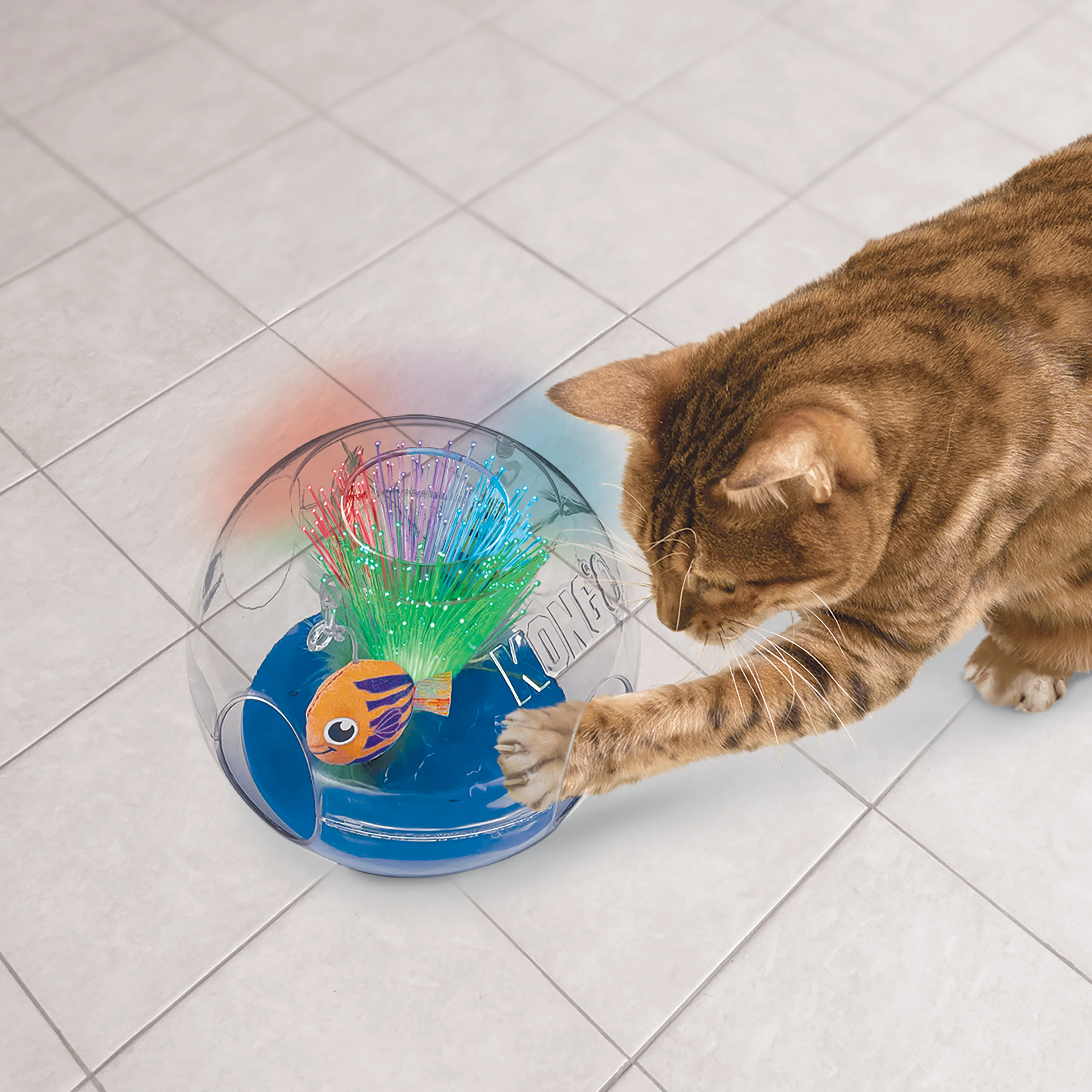 KONG Bat-A-Bout Glow Aquarium Cat Toy - Image 3
