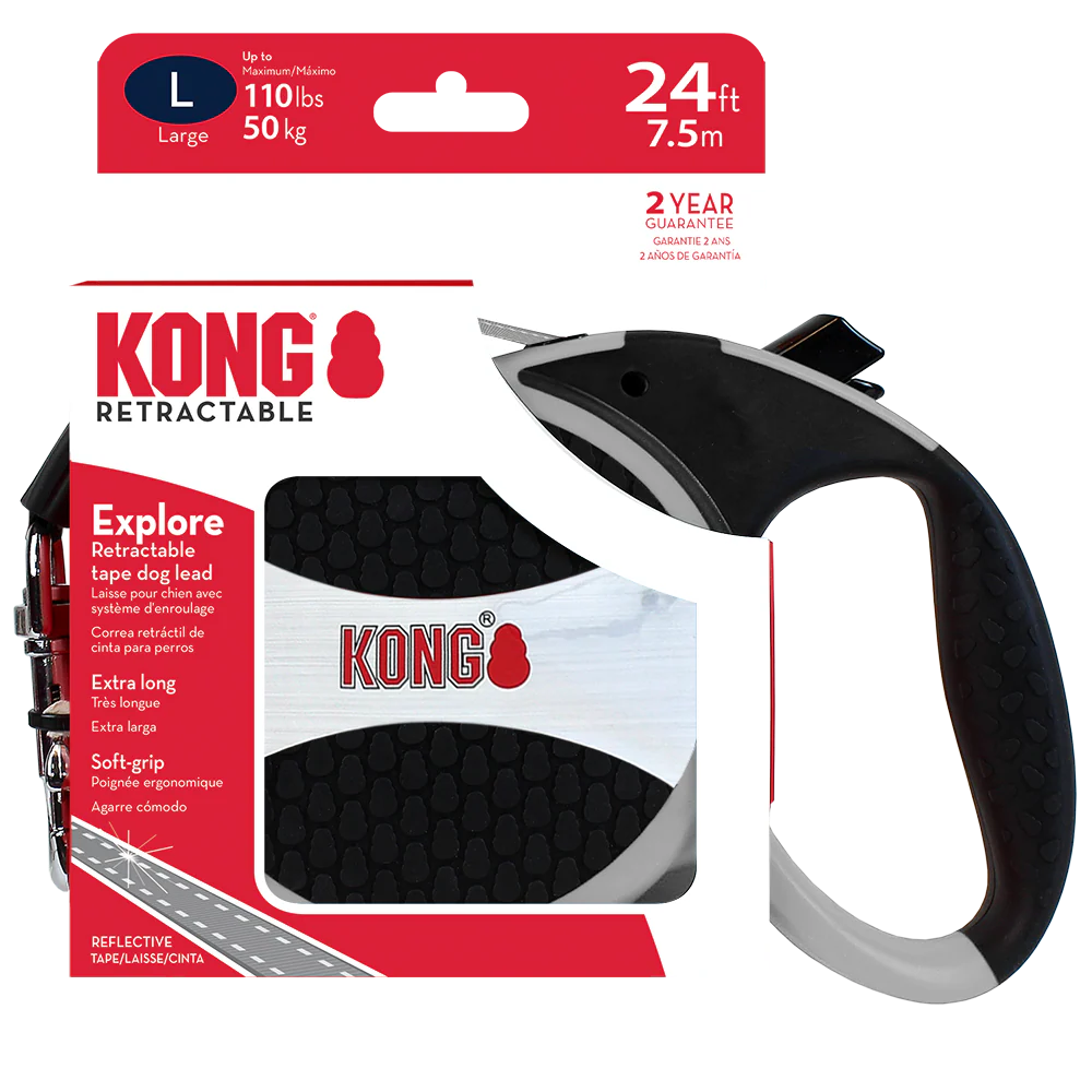 KONG Explore Retractable Grey Dog Lead - Image 2