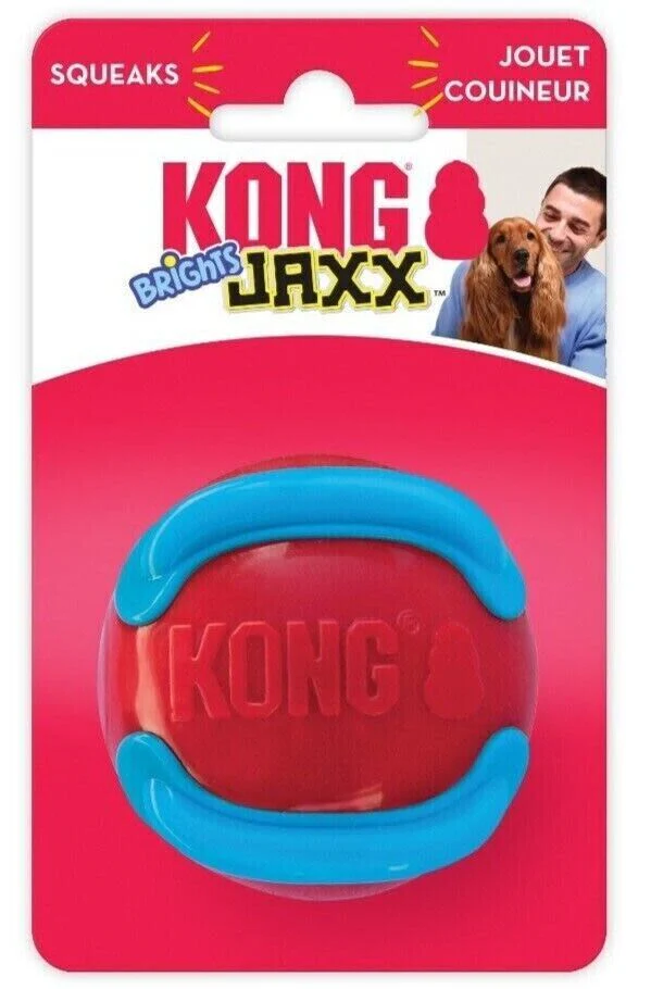 KONG Jaxx Brights Ball Medium Red & Yellow Dog Toy - Image 2