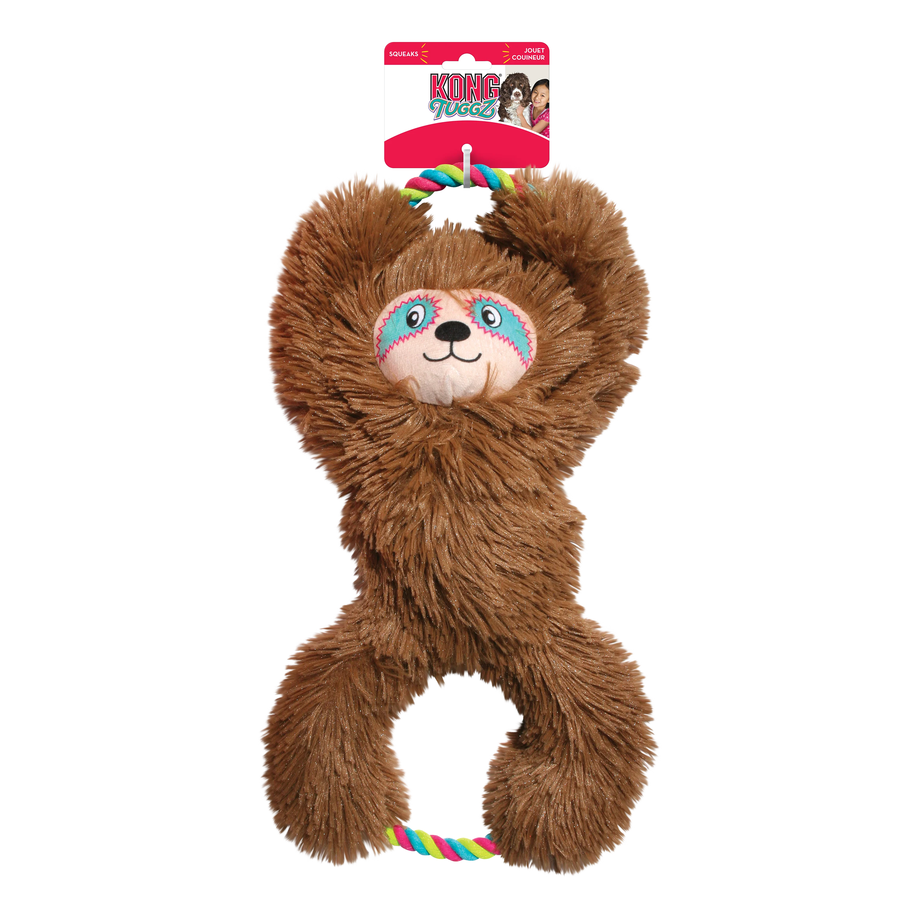 KONG Tuggz Brown Sloth Dog Toy