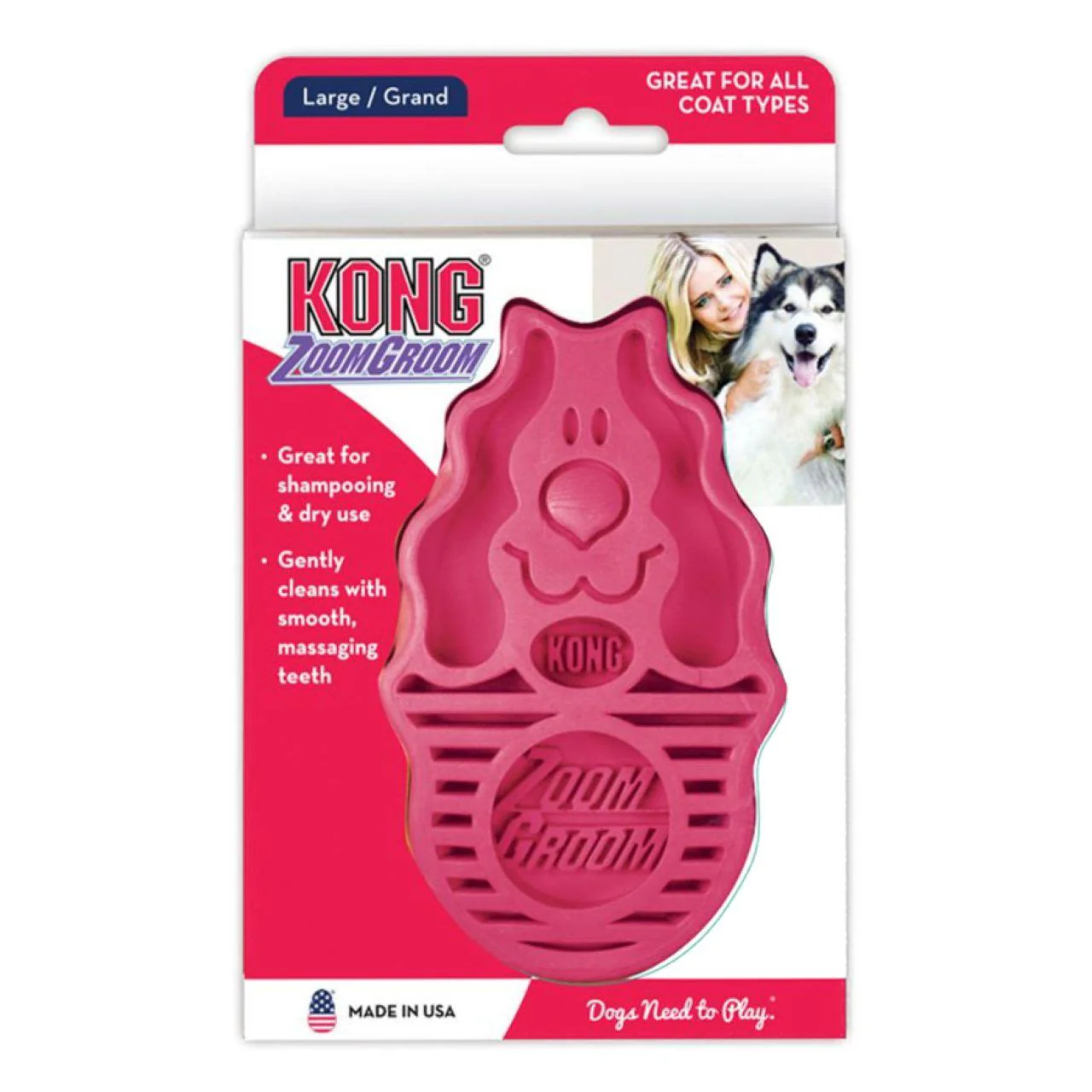 KONG Zoom Groom for Dog in Pink - Image 2