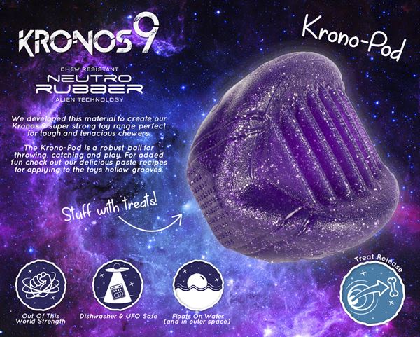 Kronos9 Pod Treat Release Purple Throw & Fetch Dog Toy - Image 3