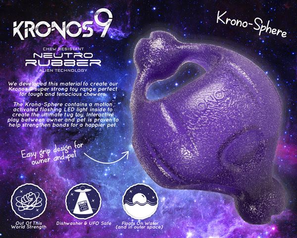 Kronos9 Sphere Flashing Purple Throw & Fetch Dog Toy - Image 3