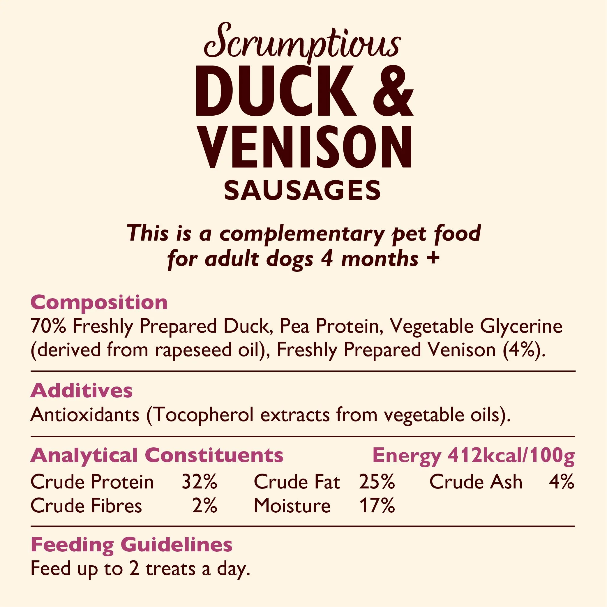 Lily's Kitchen Dog Scrumptious Sausages Adult Dog Treats - Duck & Venison - Image 4