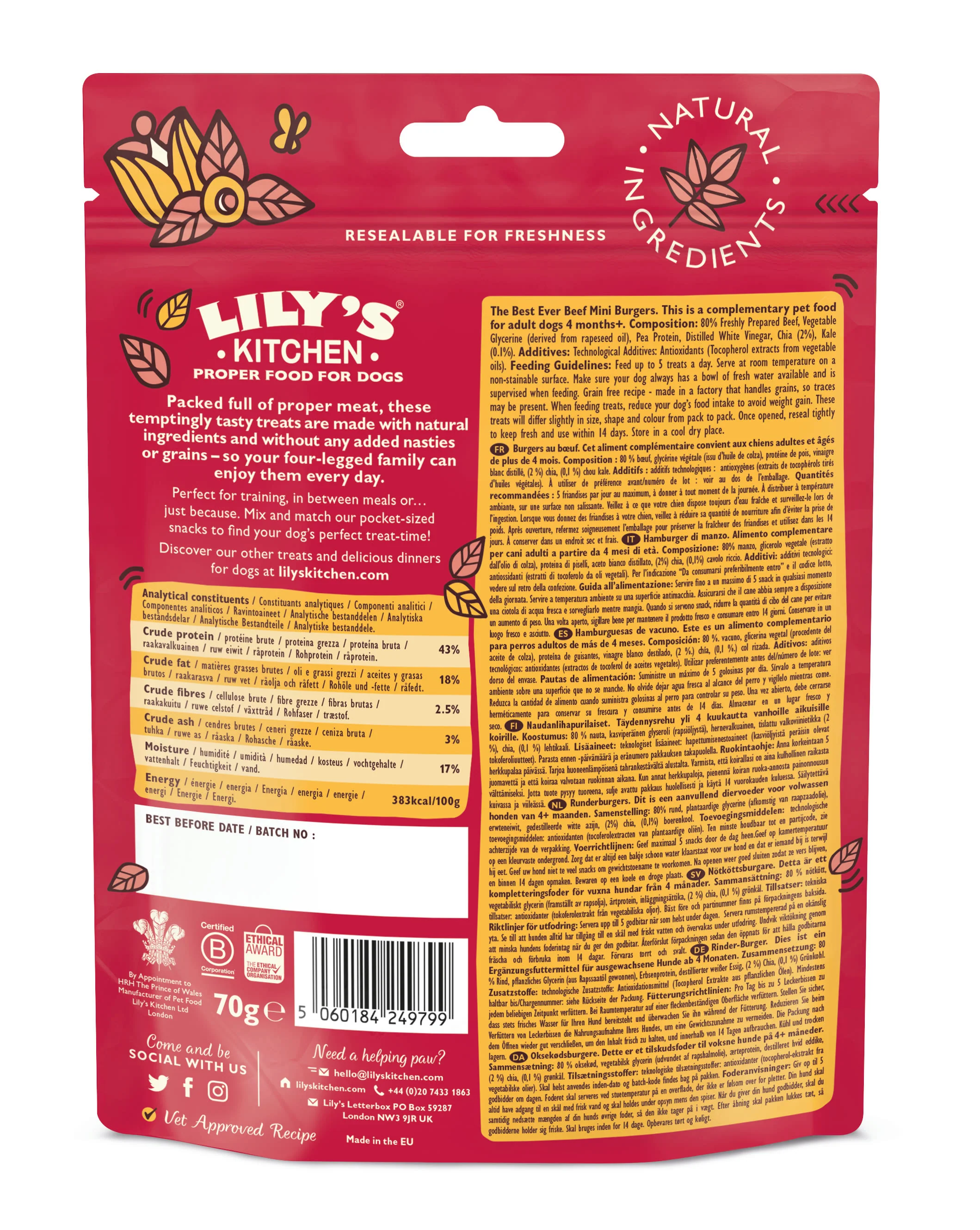 Lily's Kitchen Dog The Best Ever Mini Burgers Adult Dog Treats - Beef - Image 5