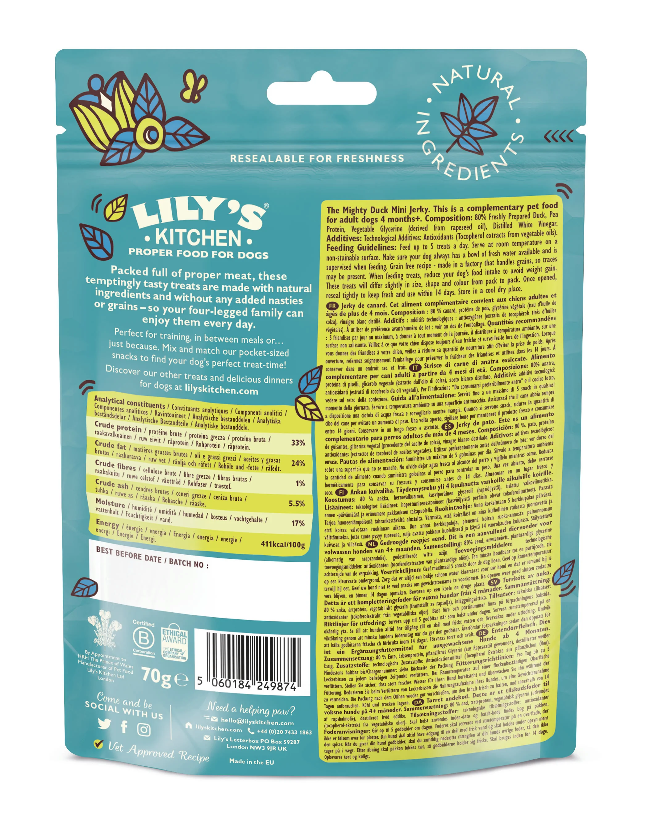 Lily's Kitchen Dog The Mighty Mini Jerky Adult Dog Treats - Duck - Image 6