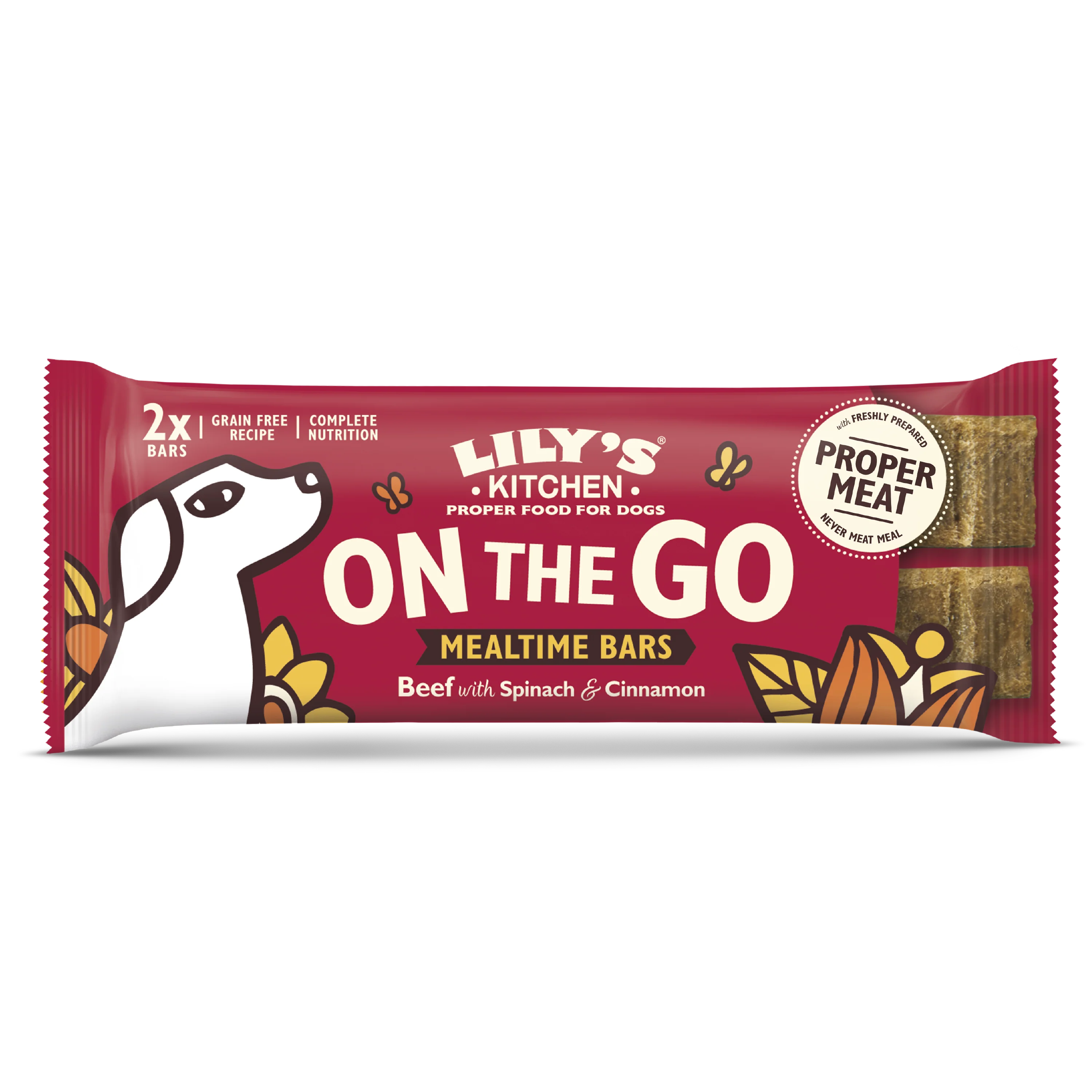 Lily's Kitchen On The Go Mealtime Bars Dog Treats - Beef with Spinach & Cinnamon