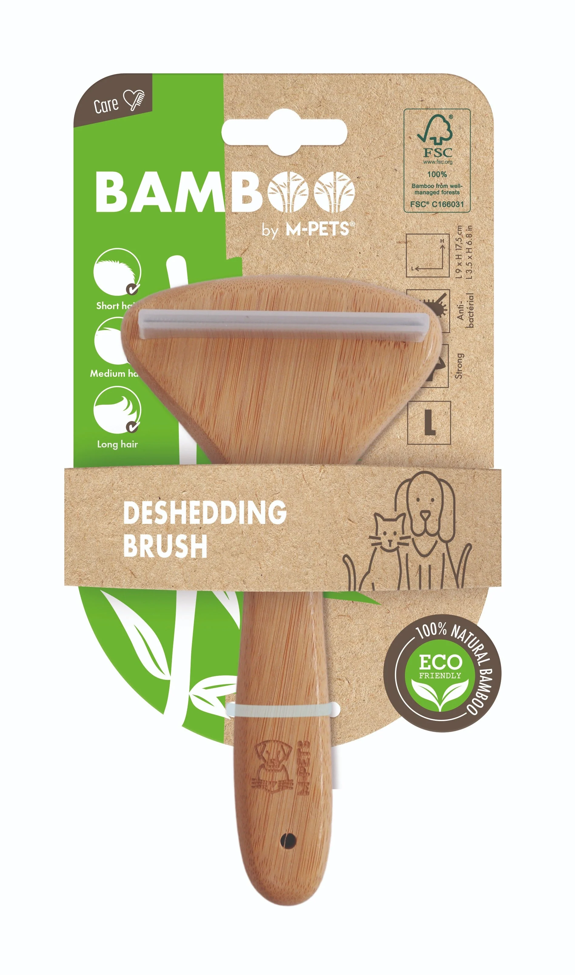 M-Pets Bamboo De-Shedding Brush for Dogs - Image 2