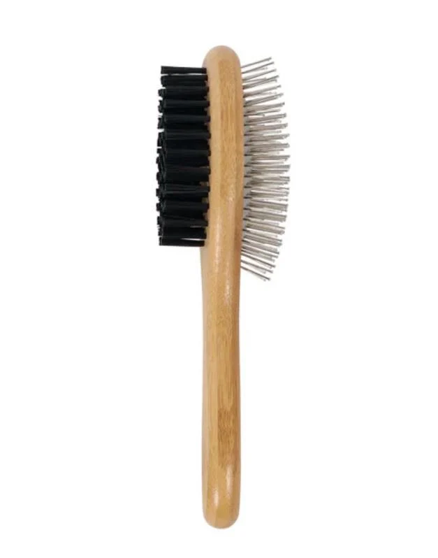 M-Pets Bamboo Double-Sided Pin Pet Brush - Image 2