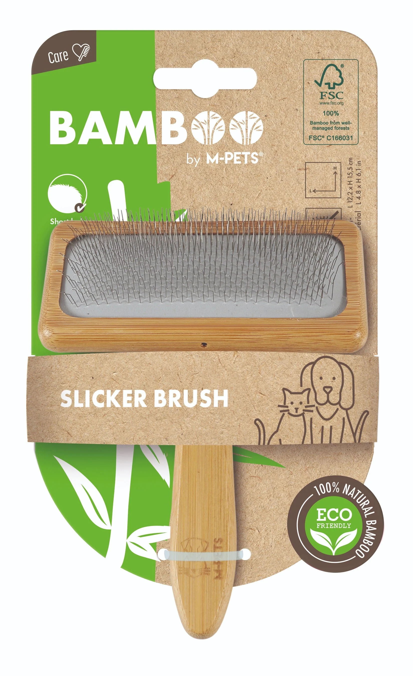 M-Pets Bamboo Slicker Brush for Dogs & Cats - Image 2