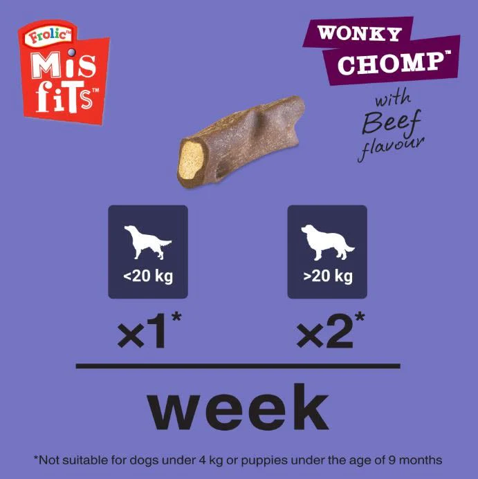 Misfits Wonky Chomp Adult Medium Dog Treats Beef 2 Stick - Image 6