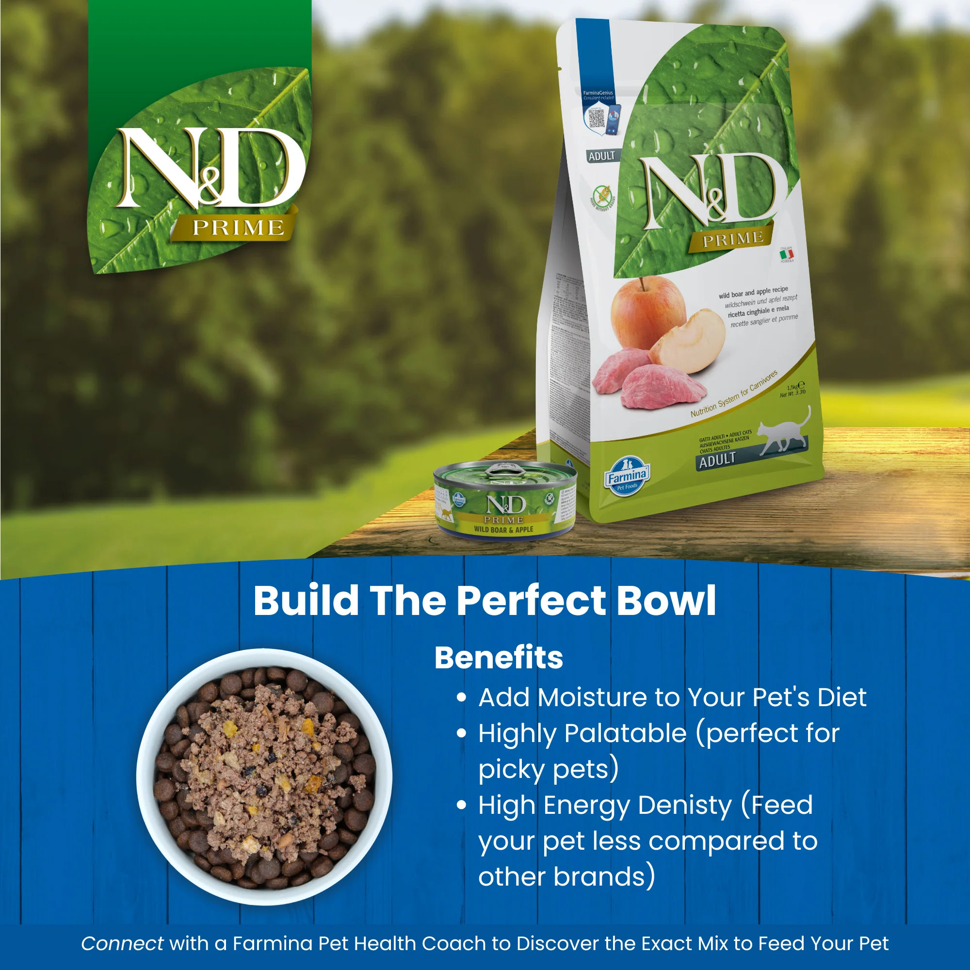 N&D Prime Adult Wet Cat Food - Wild Boar & Apple - Image 5