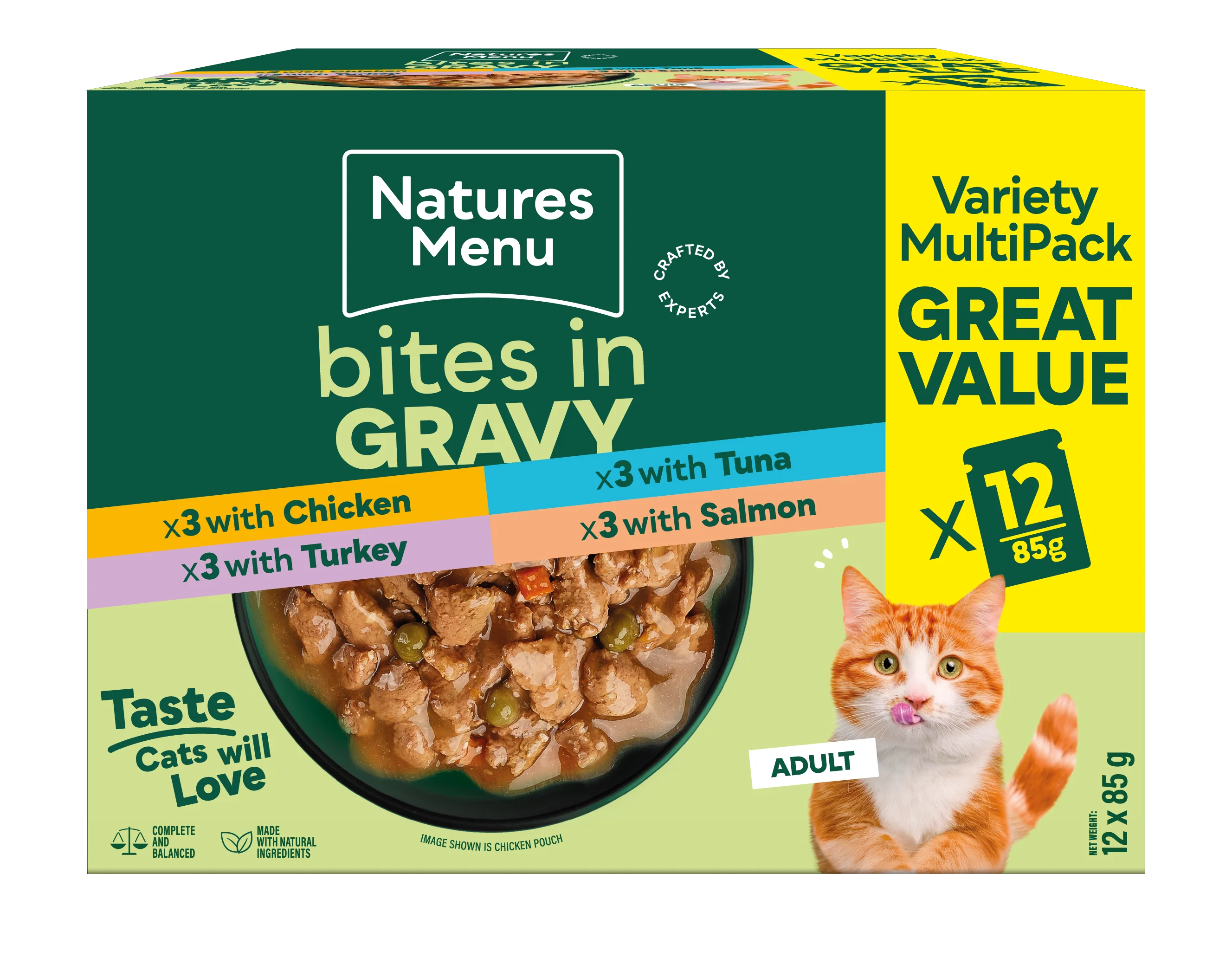 Natures Menu Bites in Gravy Variety Multipack Wet Cat Food - 12 x 85g