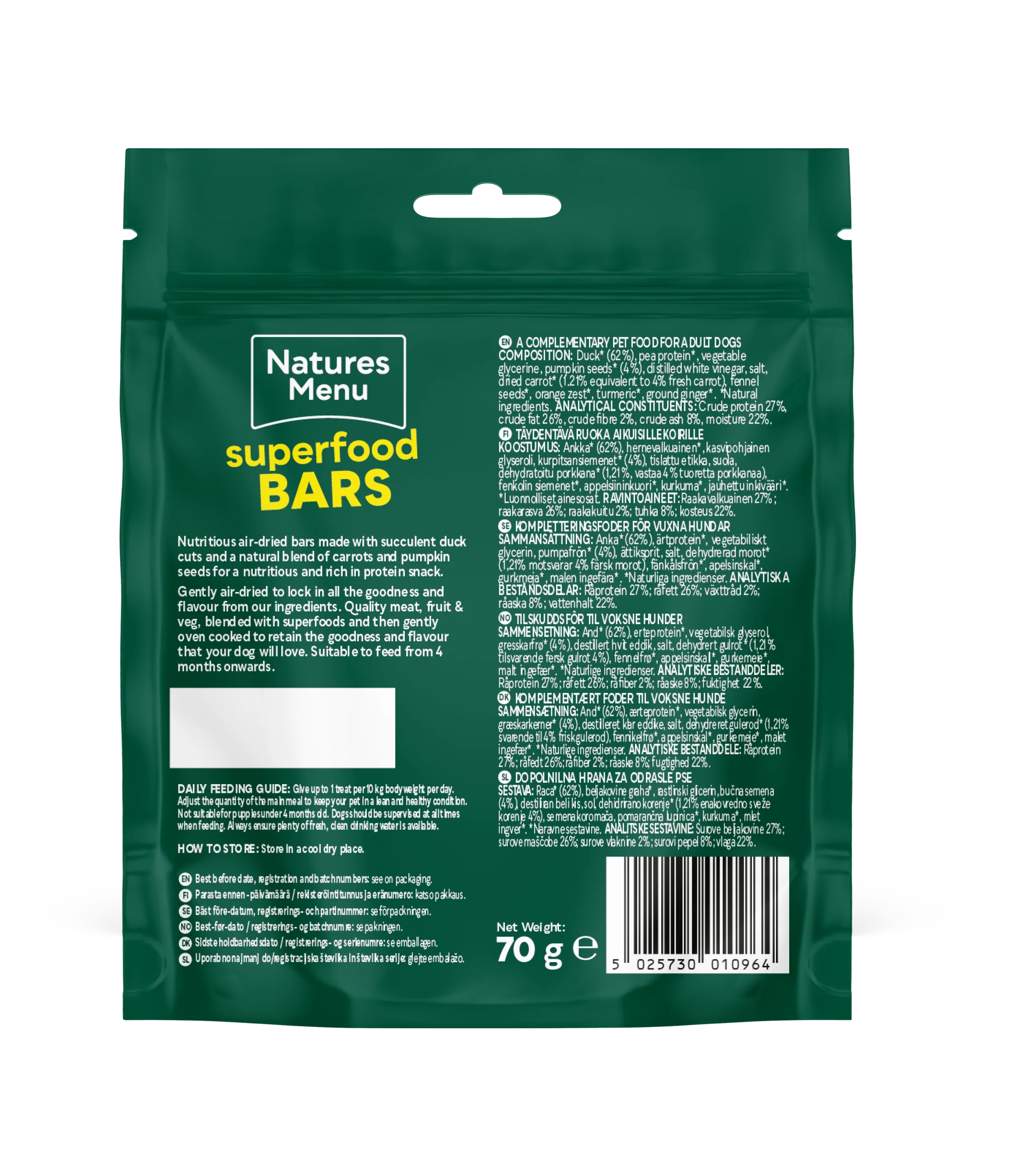 Natures Menu Country Hunter Superfood Bars - Duck Adult Dog Treats - Image 2