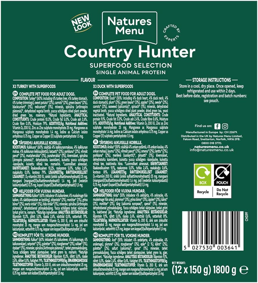 Natures Menu Country Hunter Superfood Selection Wet Dog Food Pouches - Image 3