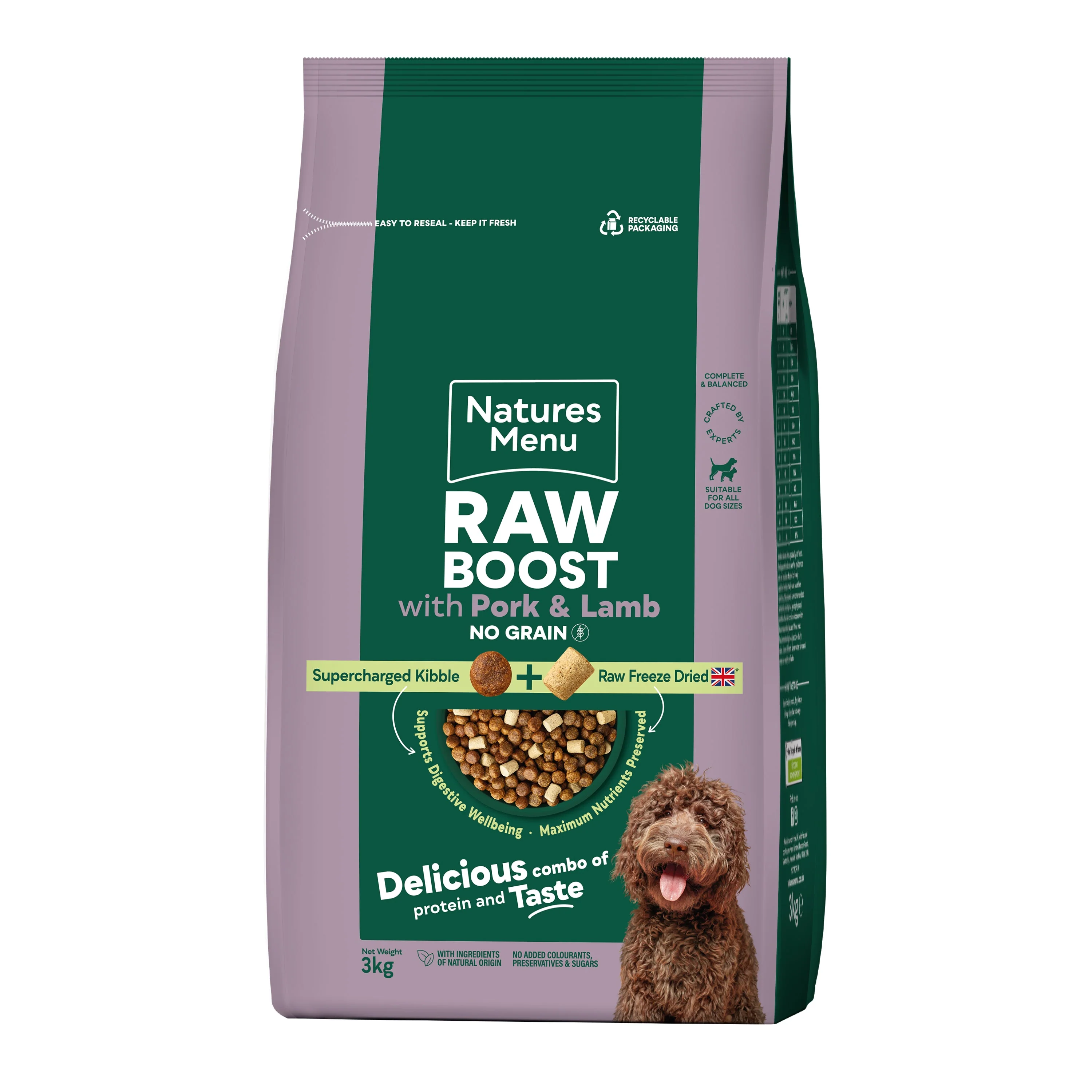 Natures Menu Freeze Dried Raw Boost with Pork & Lamb Adult Dry Dog Food - Image 2