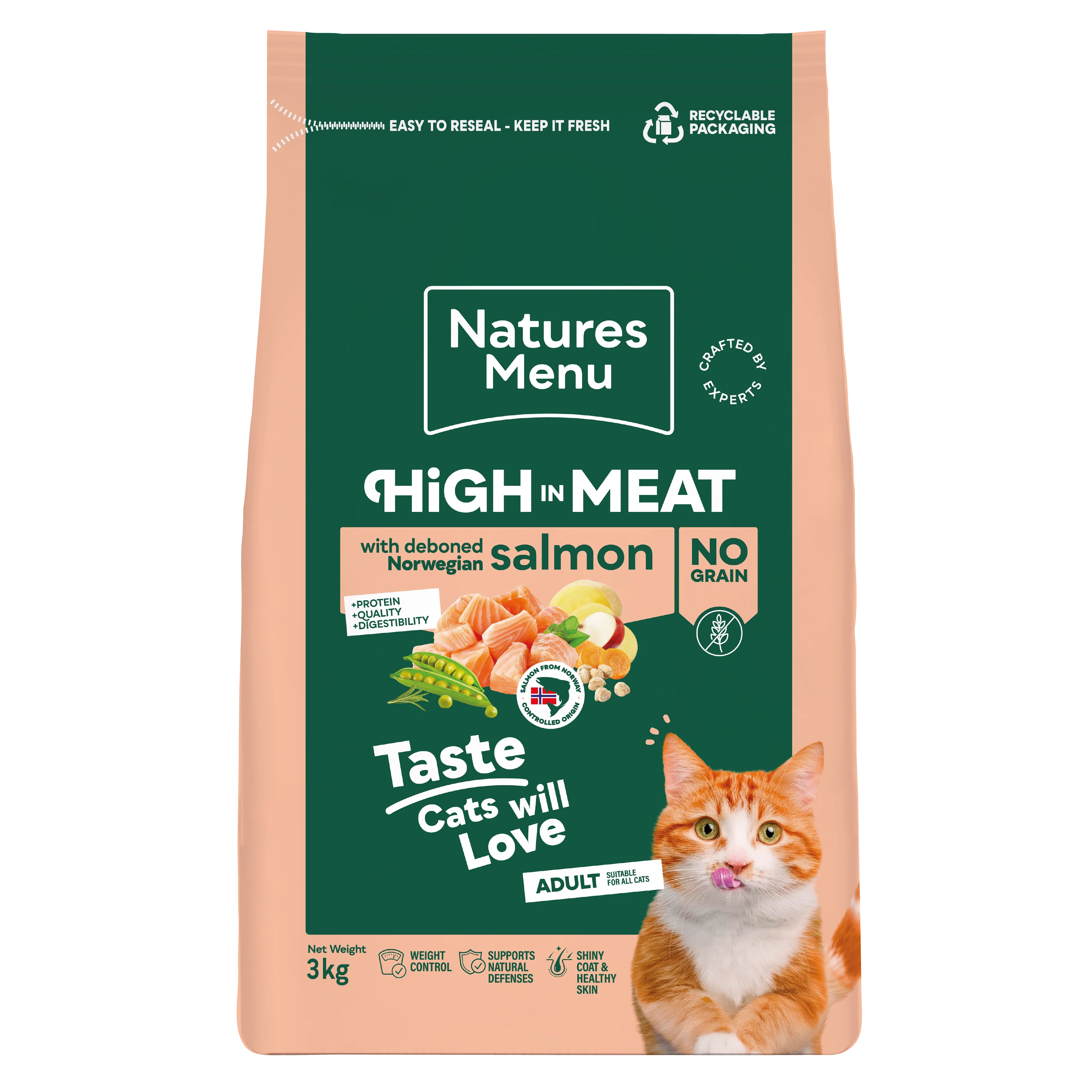 Natures Menu High in Meat with Salmon Adult Dry Cat Food - Image 2
