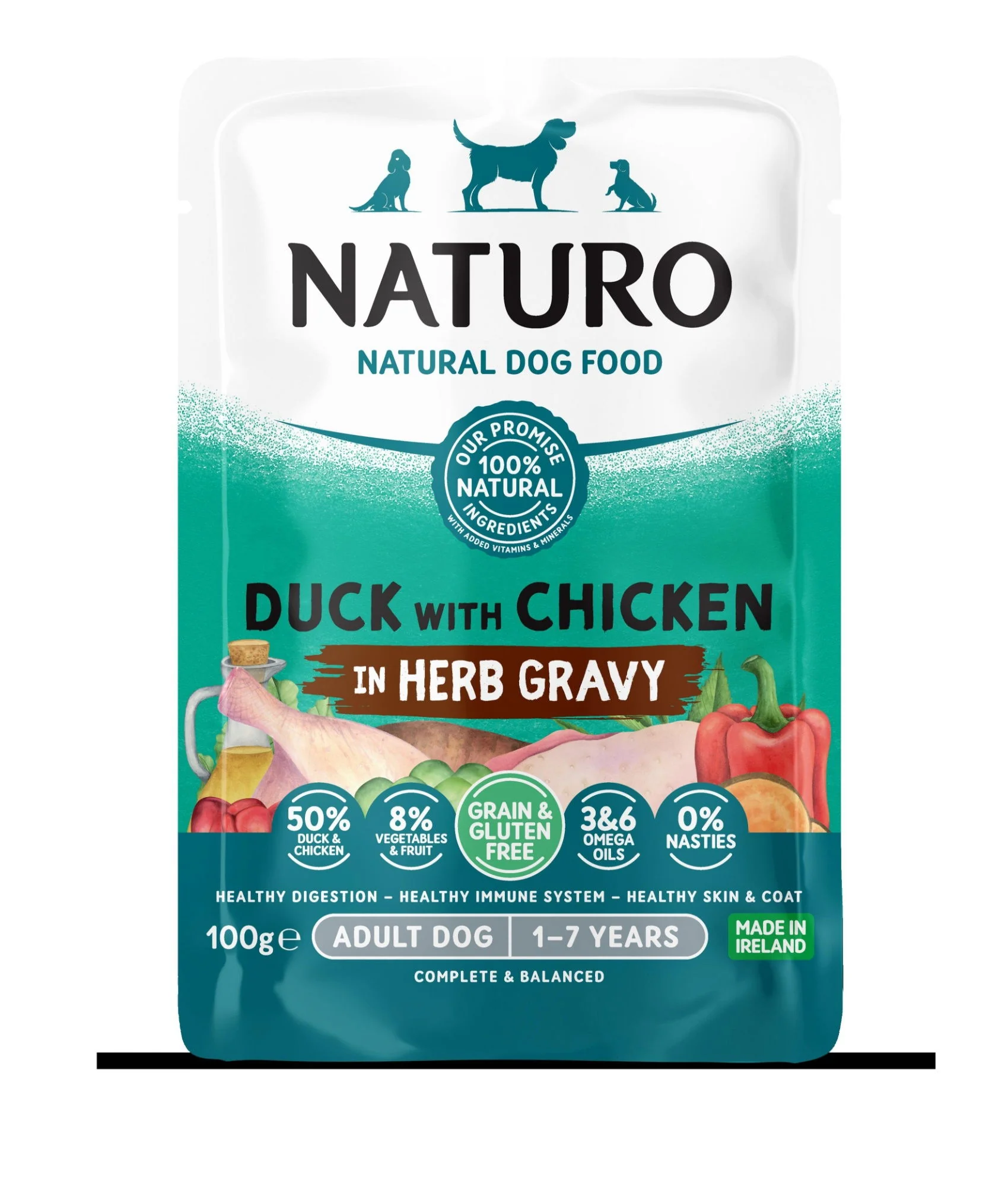 Naturo Adult Dog Food Grain & Gluten Free Duck with Chicken in Herb Gravy