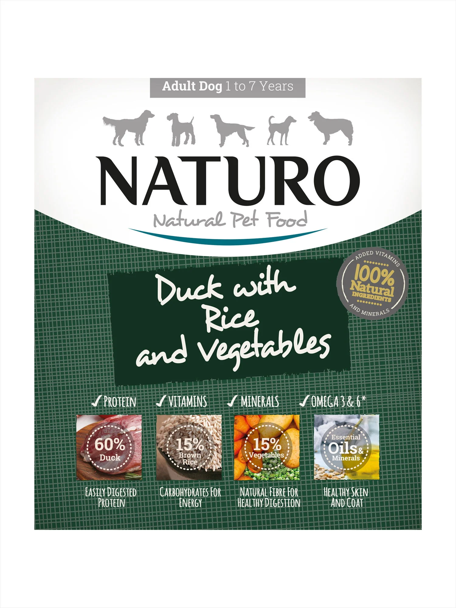 Naturo Adult Dog Food Duck & Rice With Veg Tray