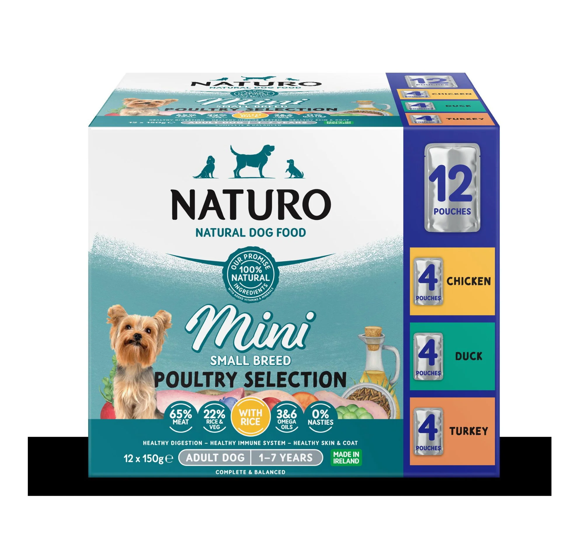 Naturo Adult Mini Dog Pouch Poultry Selection with Rice