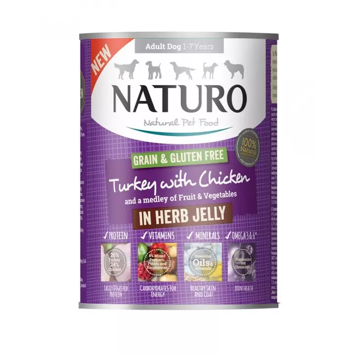 Naturo Adult Dog Food Turkey & Chicken In Jelly Can