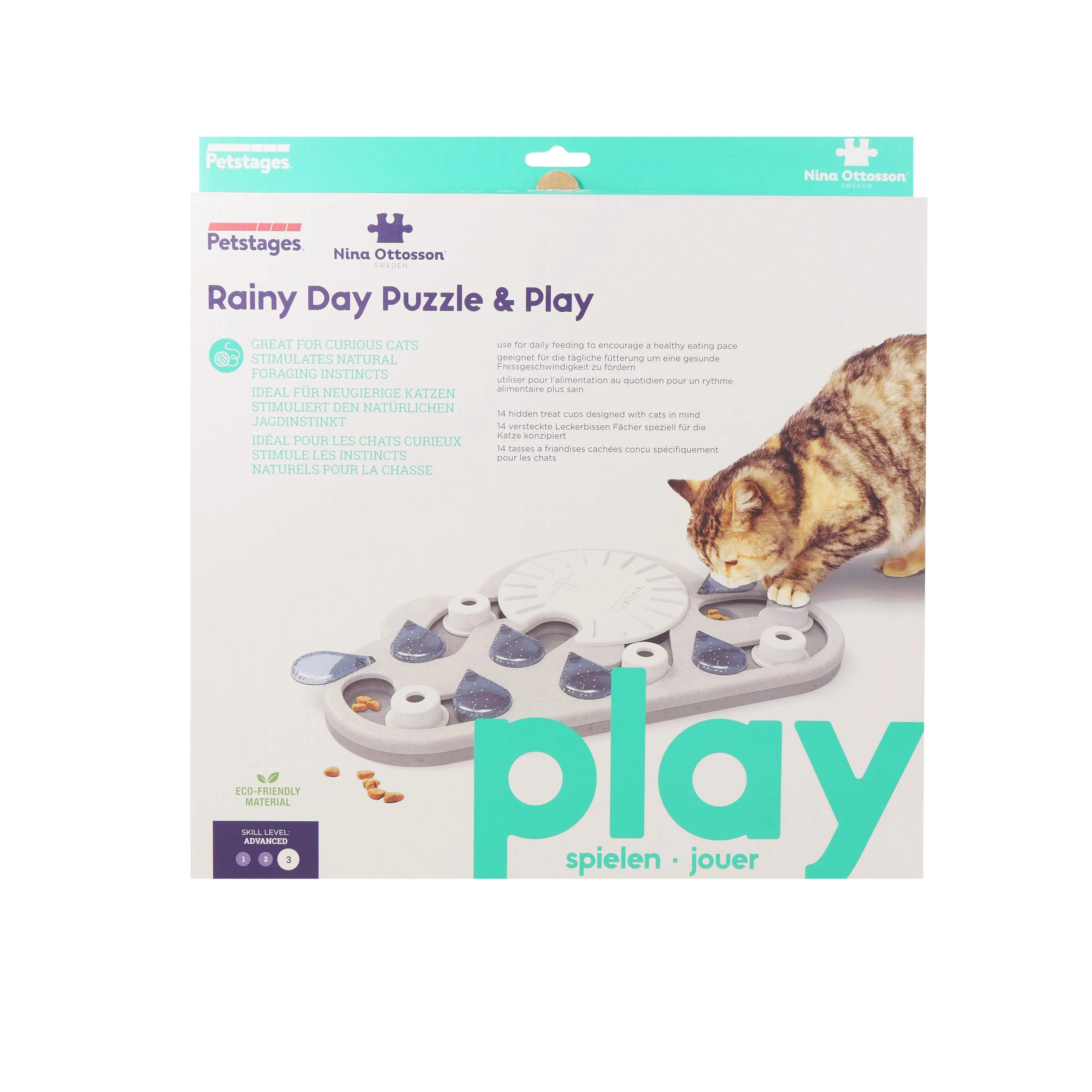 Nina Ottosson Puzzle & Play Rainy Day Grey Cat Toy - Image 2