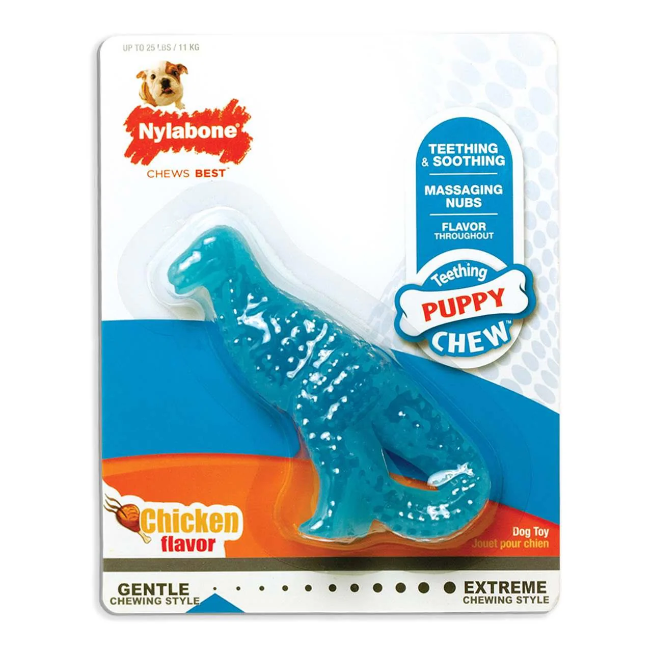 Nylabone Puppy Teething Dental Dino Chicken Small Dog Toy