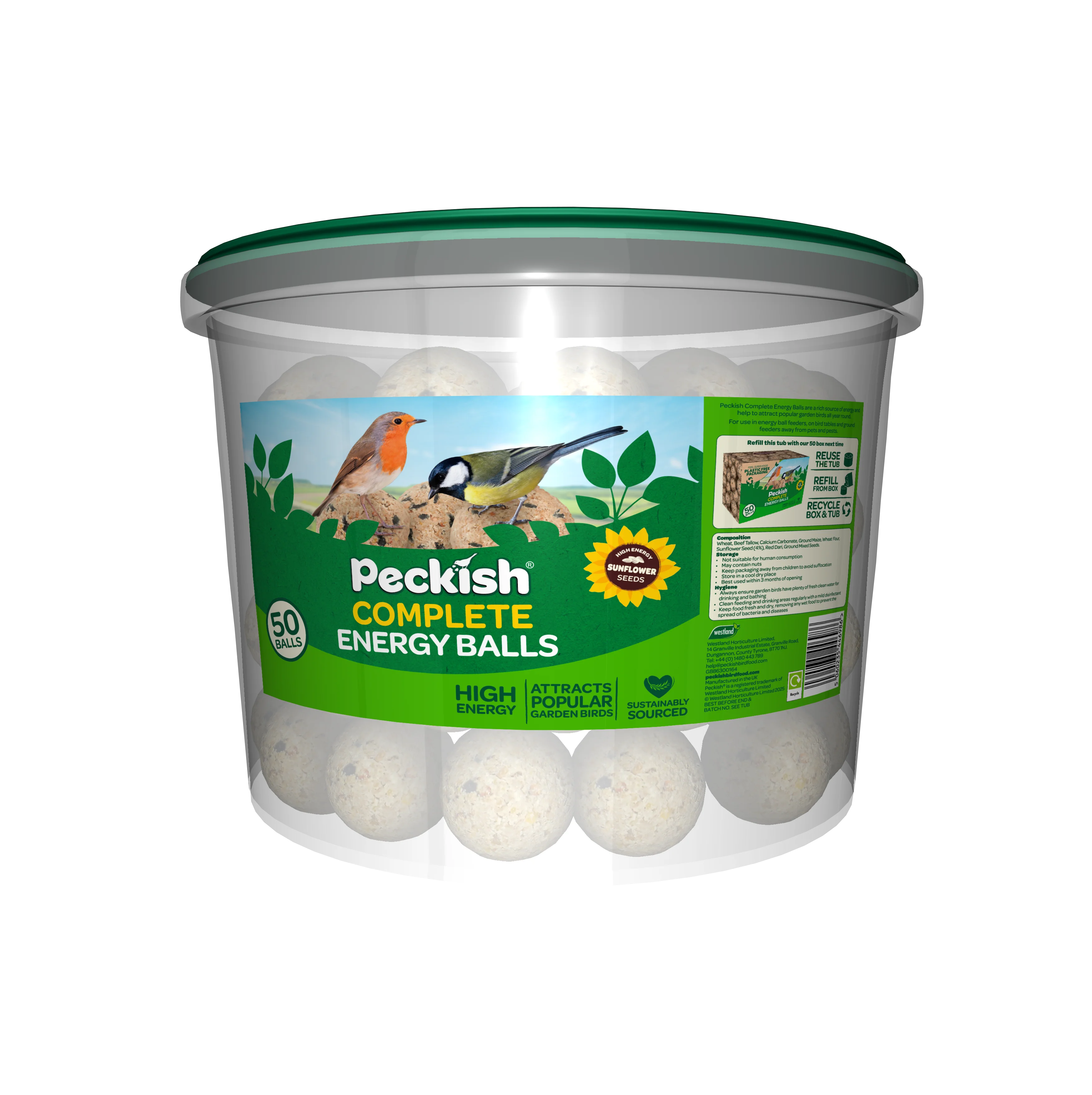 Peckish Natural Balance Plastic Tub Wild Bird Energy Balls