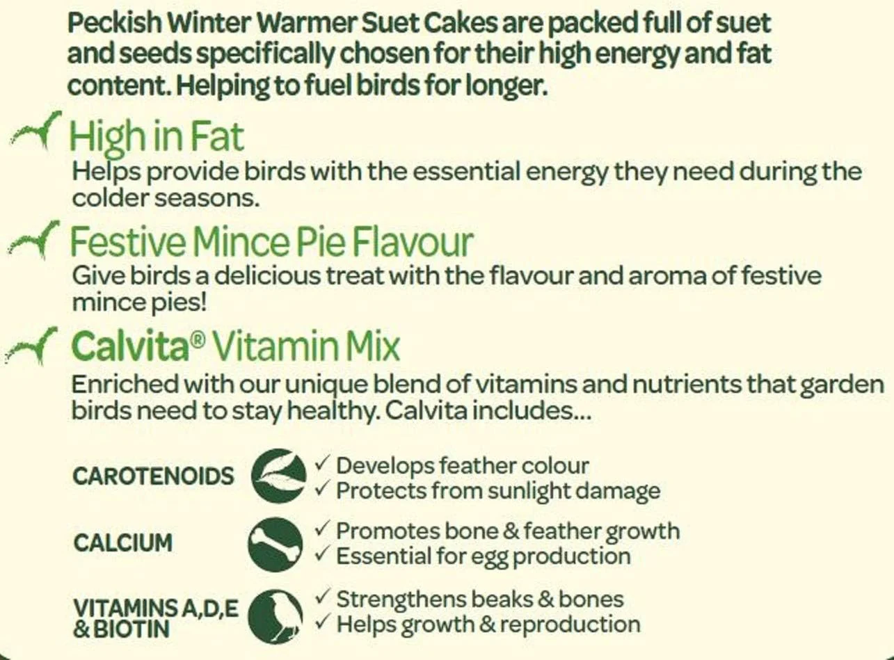 Peckish Winter Warmer Extra Energy Suet Cake for Wild Birds - Image 3