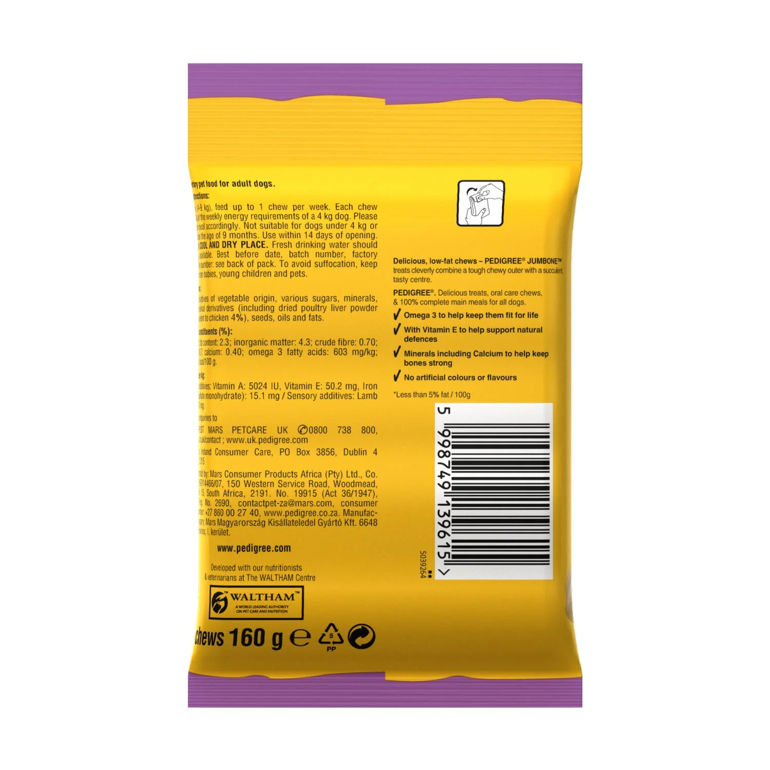 Pedigree Jumbone Mini Adult Small Dog Treats Chicken & Lamb 4 Chews - Image 3