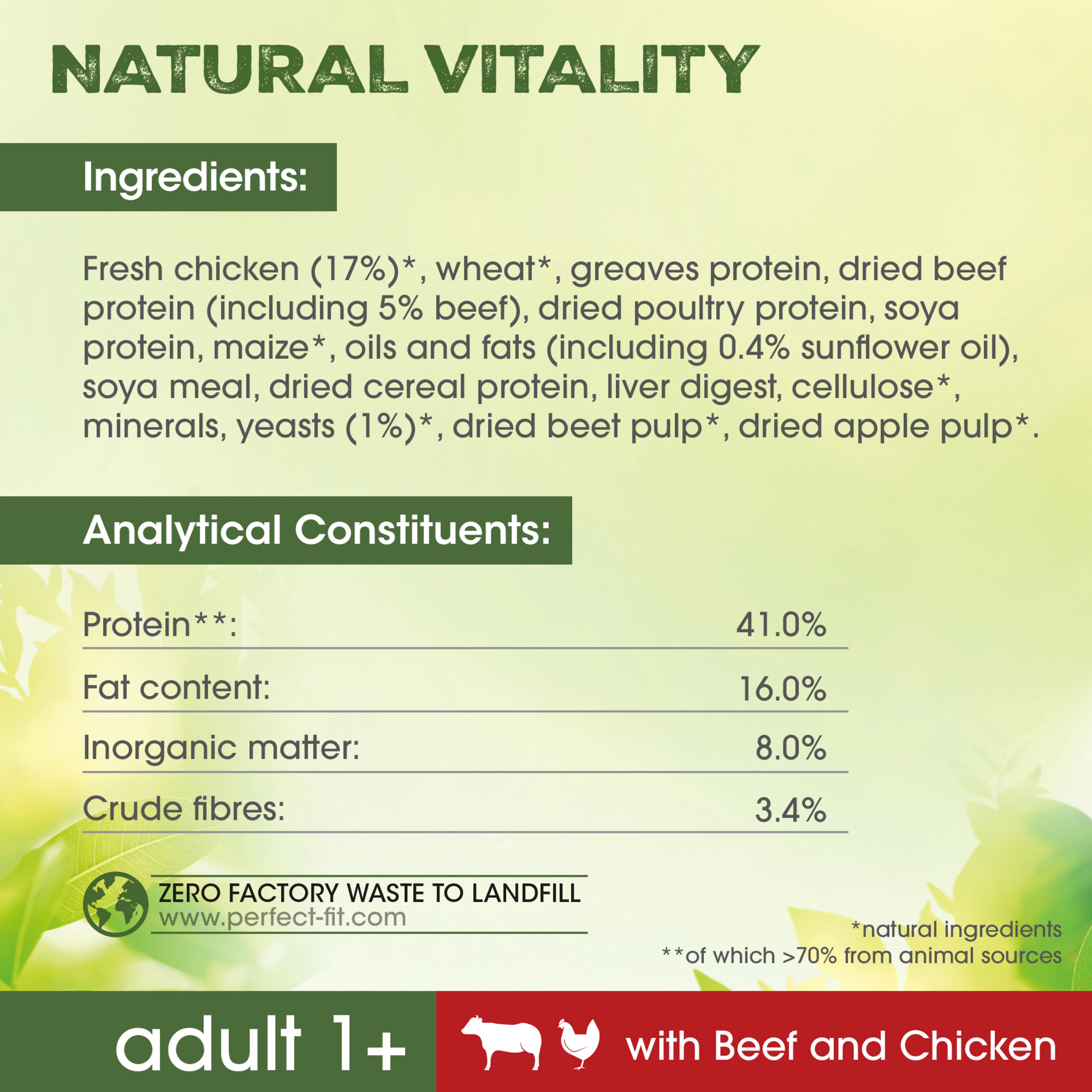 Perfect Fit Natural Vitality Adult Dry Cat Food Beef & Chicken - Image 7