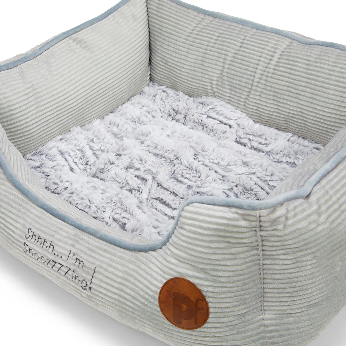 Petface Grey Cord Square Dog & Cat Bed - Image 5