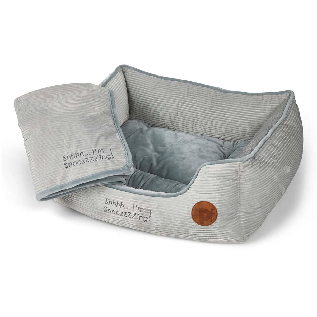 Petface Grey Cord Square Dog & Cat Bed - Image 9